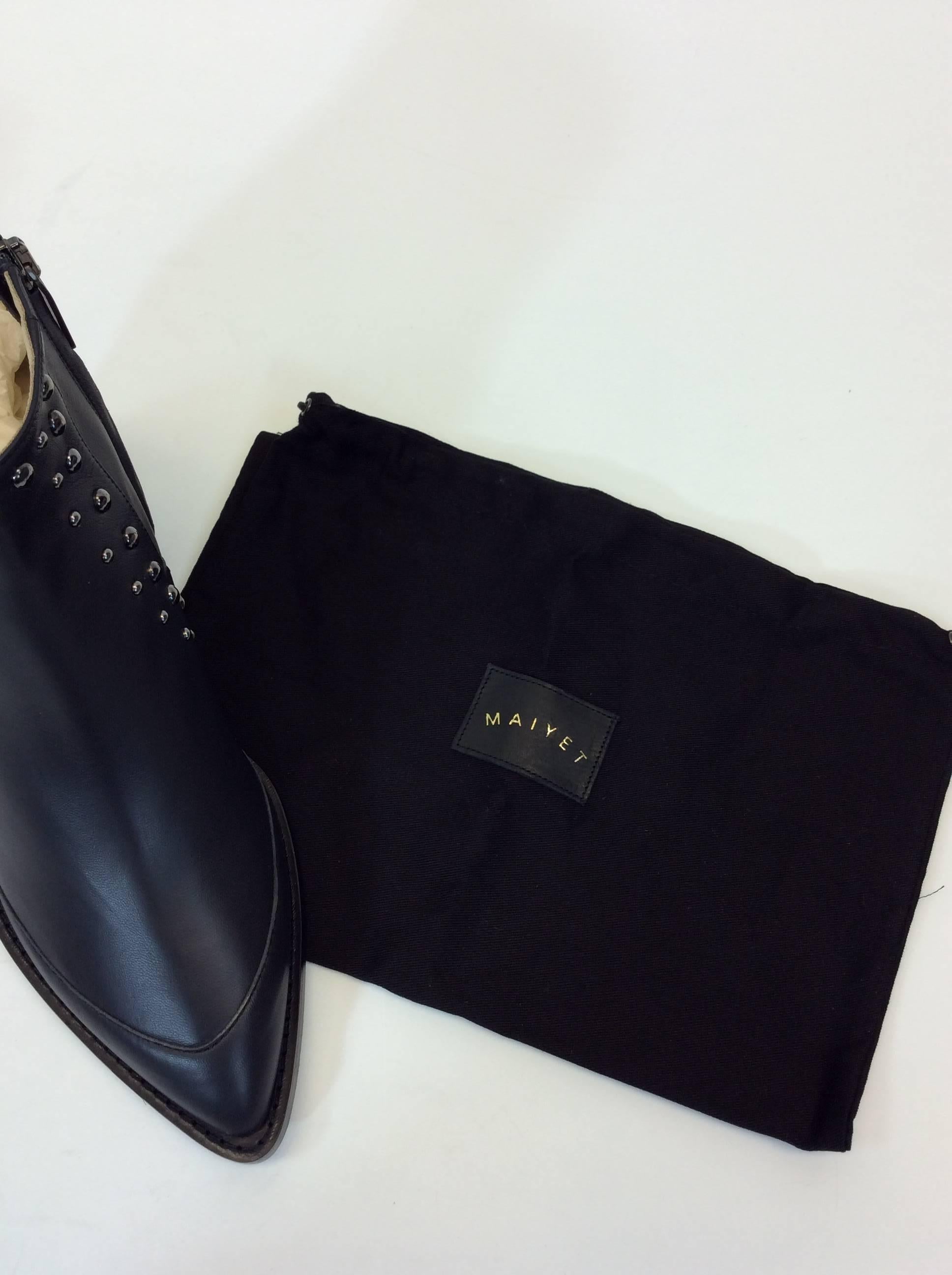 Maiyet Black Studded Leather Ankle Bootie  For Sale 6