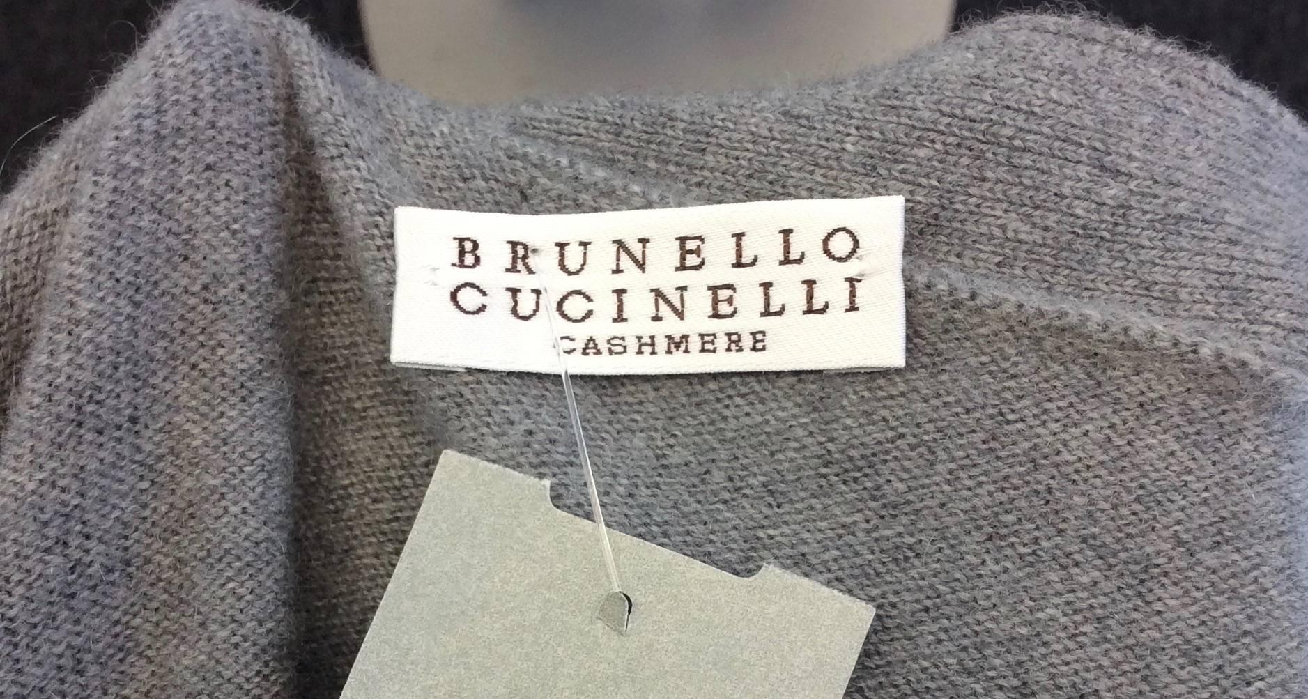 Brunello Cucinelli Light Grey Cashmere Cardigan 3