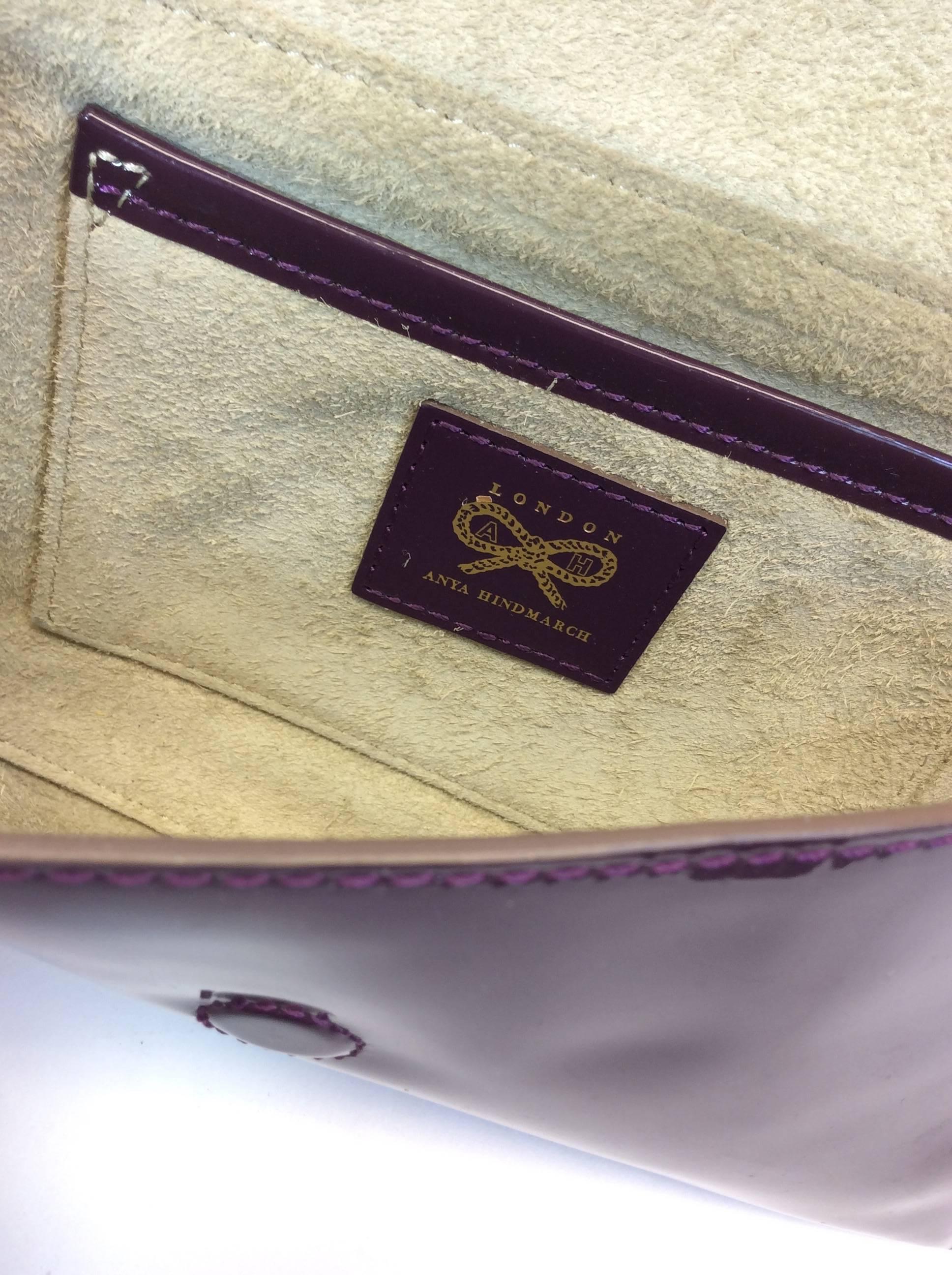 Anya Hindmarch Wine Patent Leather Clutch Wallet In Excellent Condition In Narberth, PA