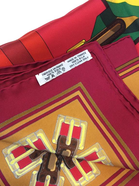 Hermes Equestrian Horse Cinch Belt Deep Red Silk Scarf at 1stDibs