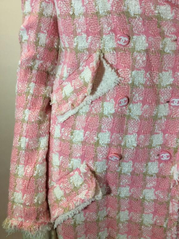 Chanel Pink and White Tweed Checkered Jacket For Sale at 1stDibs