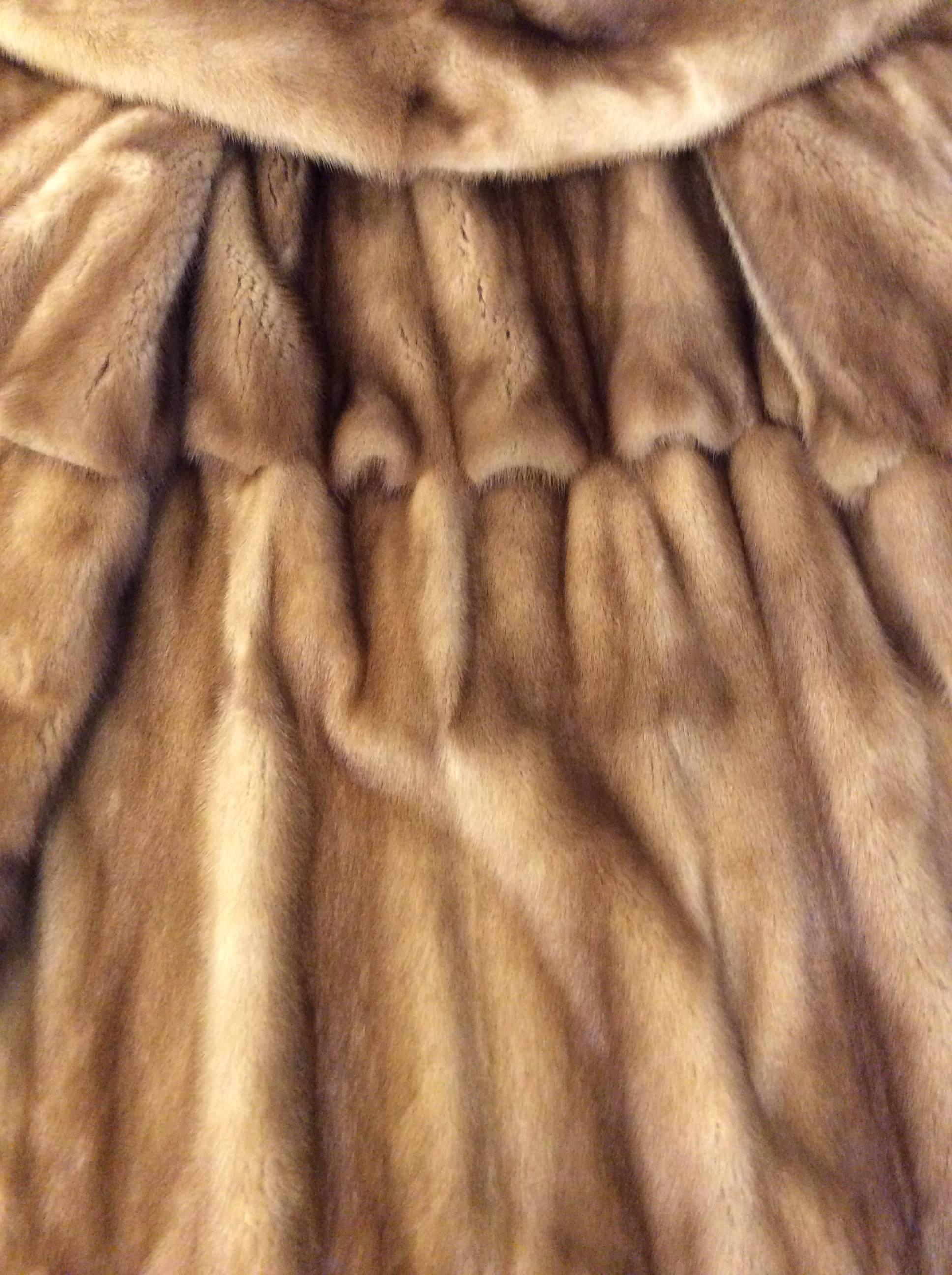 Custom Made Brown Hooded Mink Fur Swing Coat 5