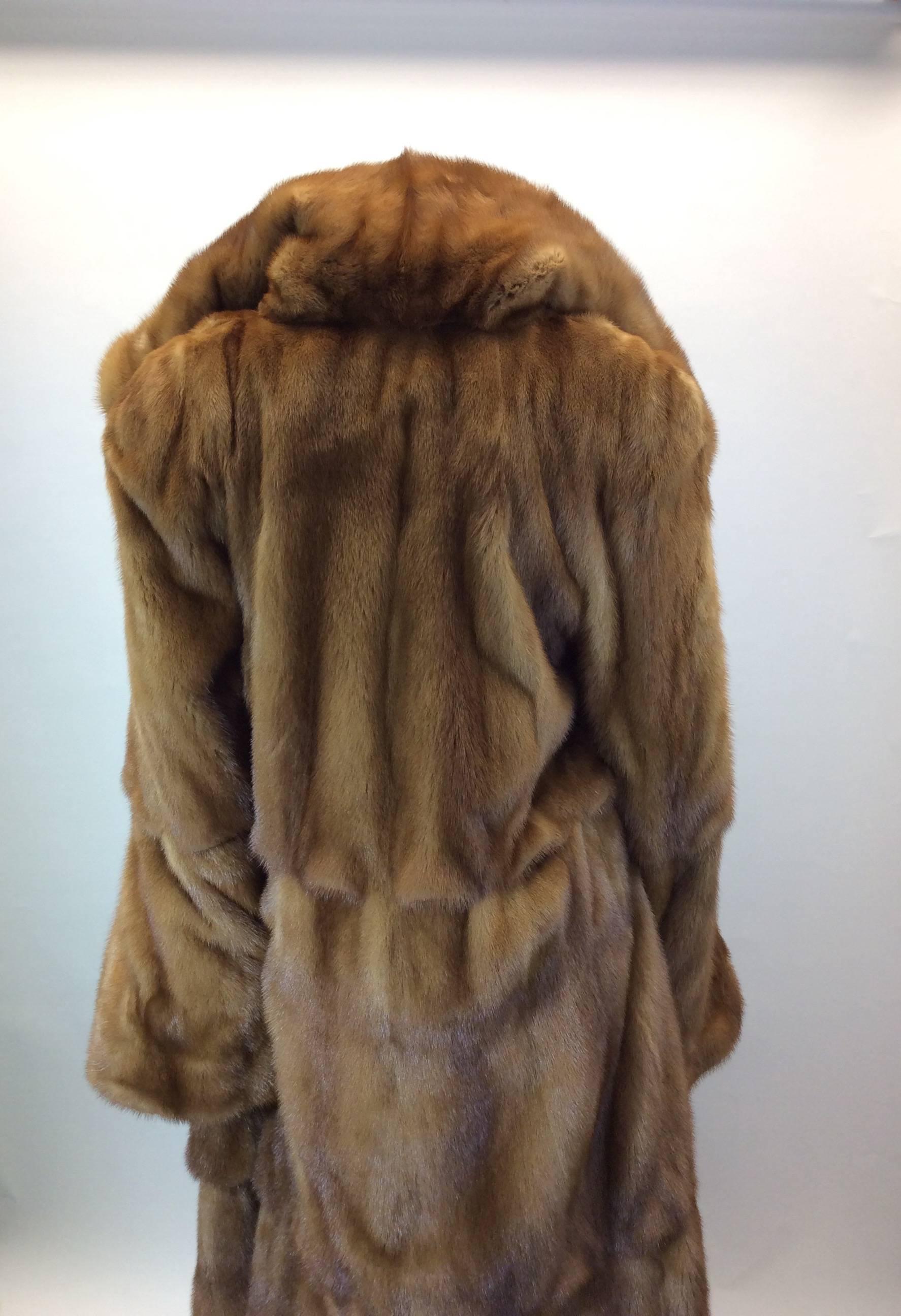 Custom Made Brown Hooded Mink Fur Swing Coat 1
