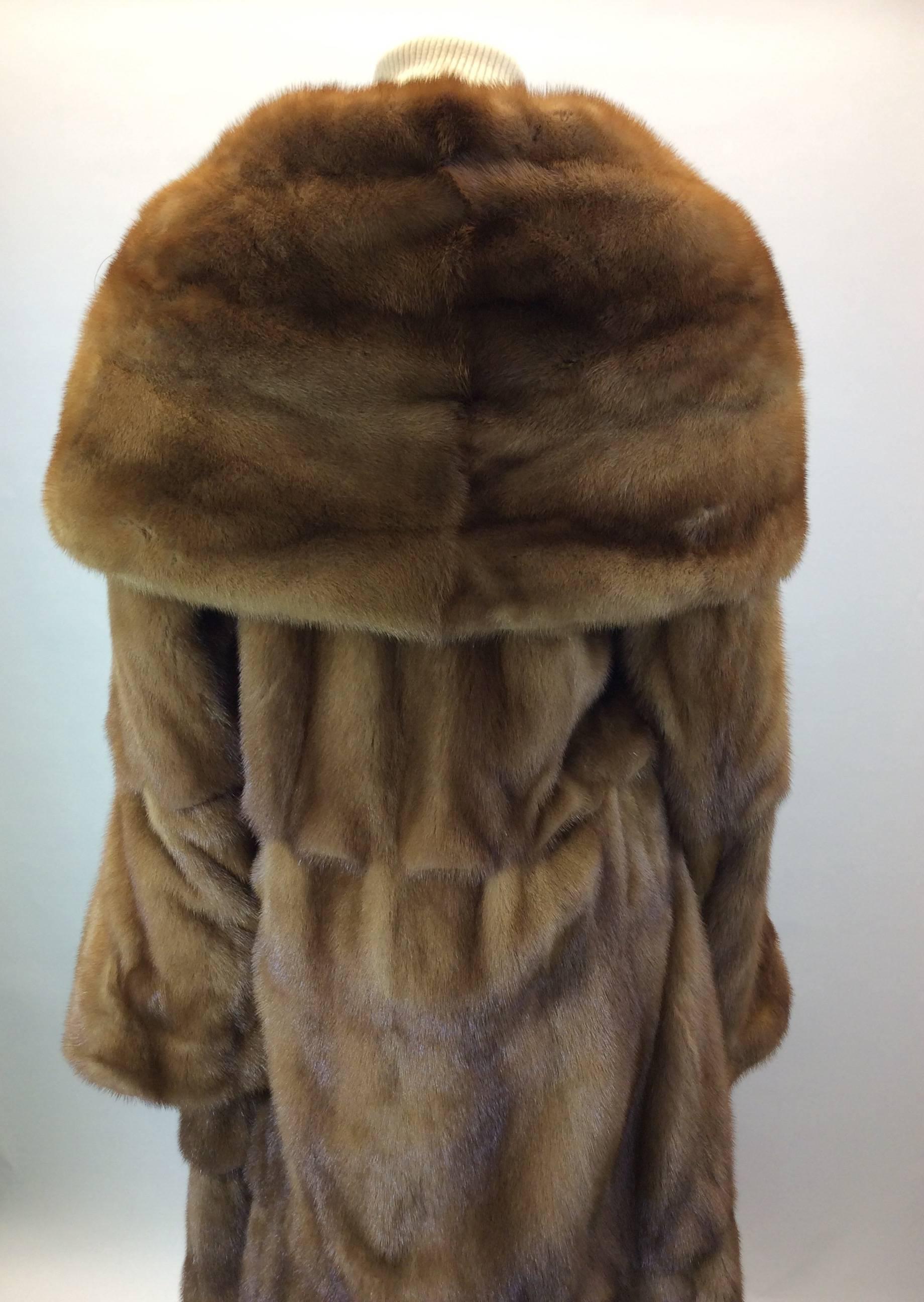 Custom Made Brown Hooded Mink Fur Swing Coat 2