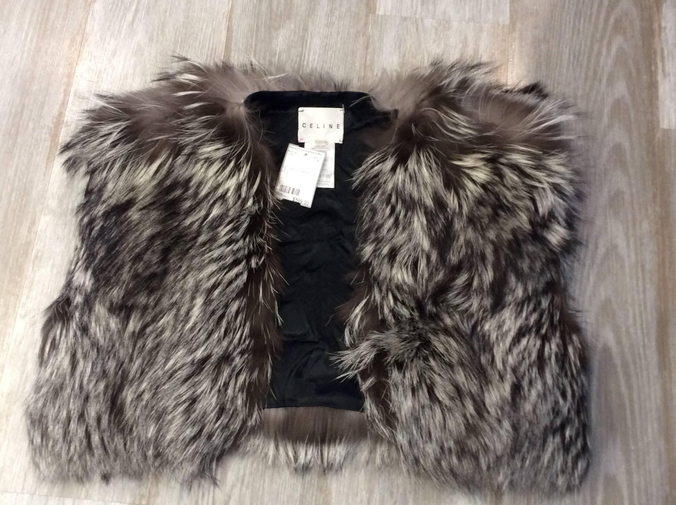 Celine Silver Fox Cropped Vest For Sale 5