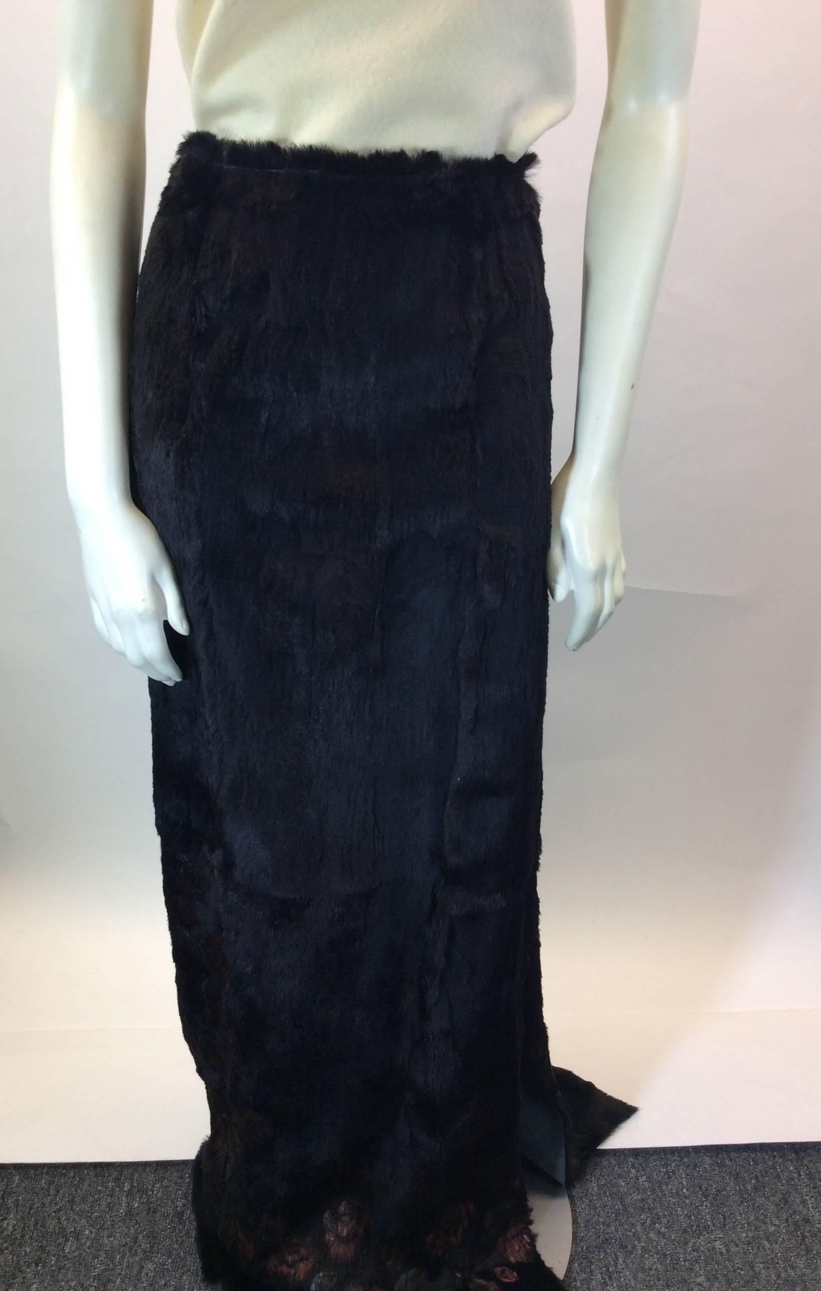 Stephen Sheared Mink Maxi Skirt with Floral Detail For Sale 1