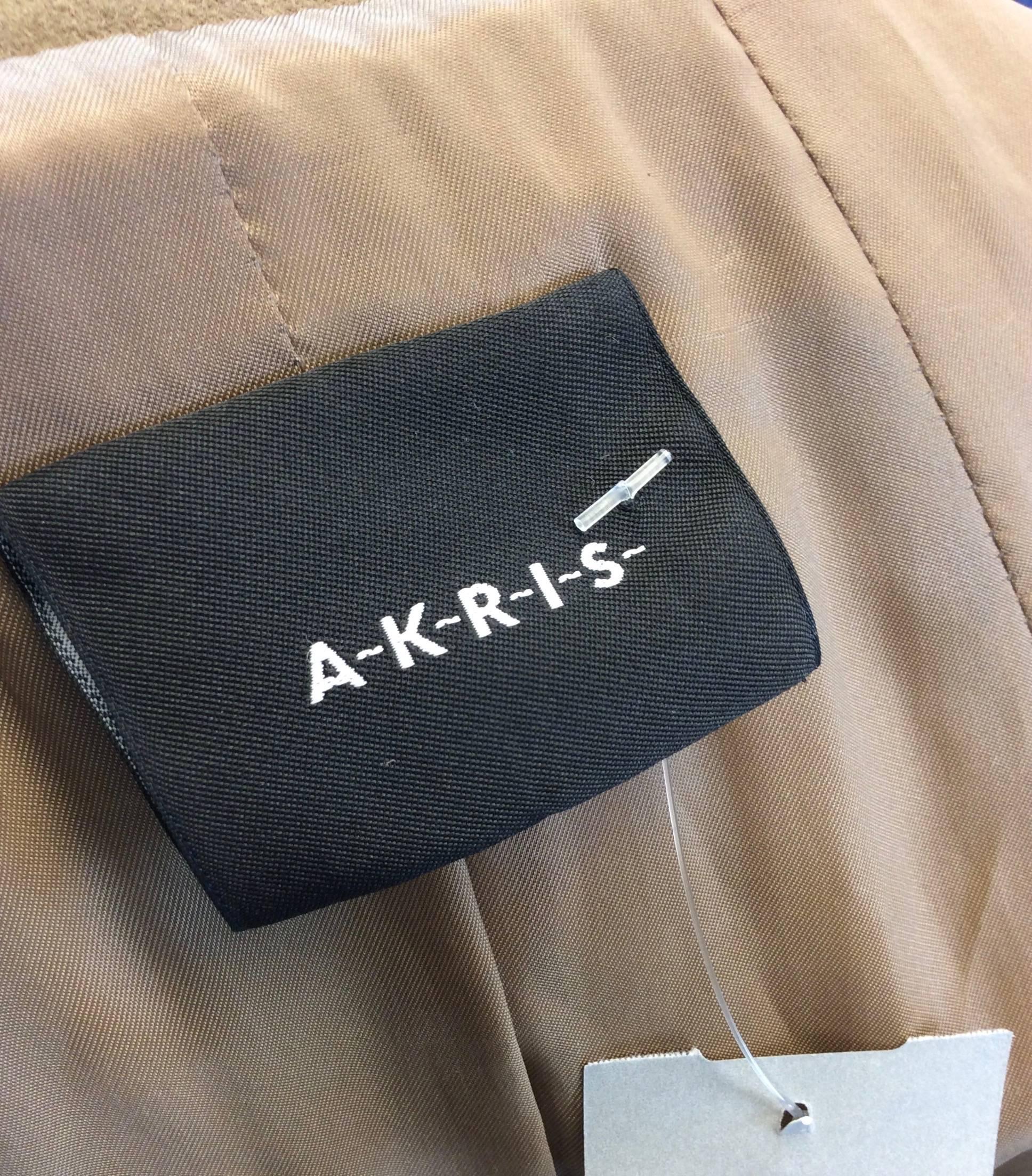 Akris Toffee Brown Suede Single Button Blazer For Sale 4