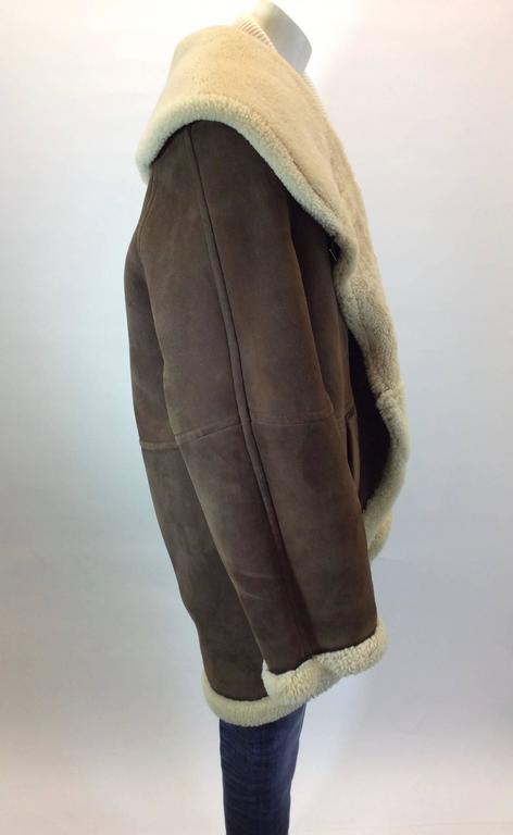 Hermes Deep Brown Mouton Shearling Waterfall Coat For Sale at 1stDibs ...
