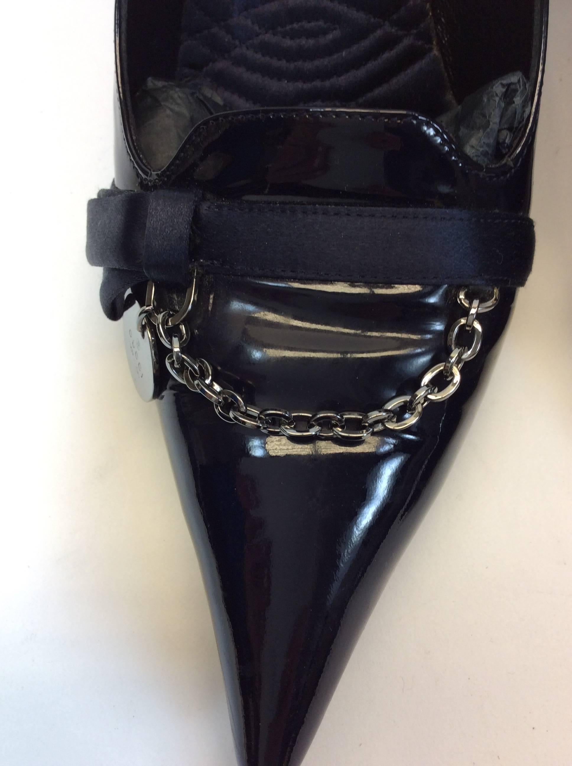 Gucci Navy Patent Leather Pump For Sale 1