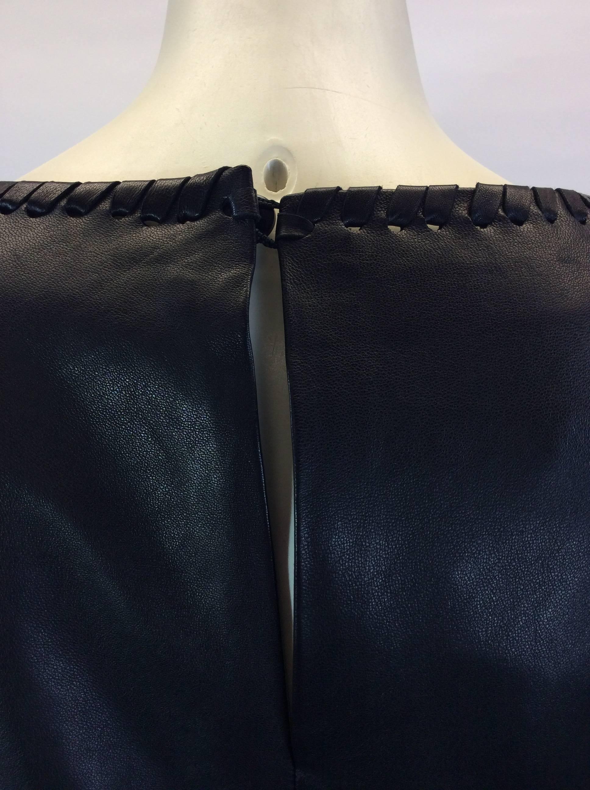 Chloe Black Leather Lambskin Short Sleeve Top  For Sale 3