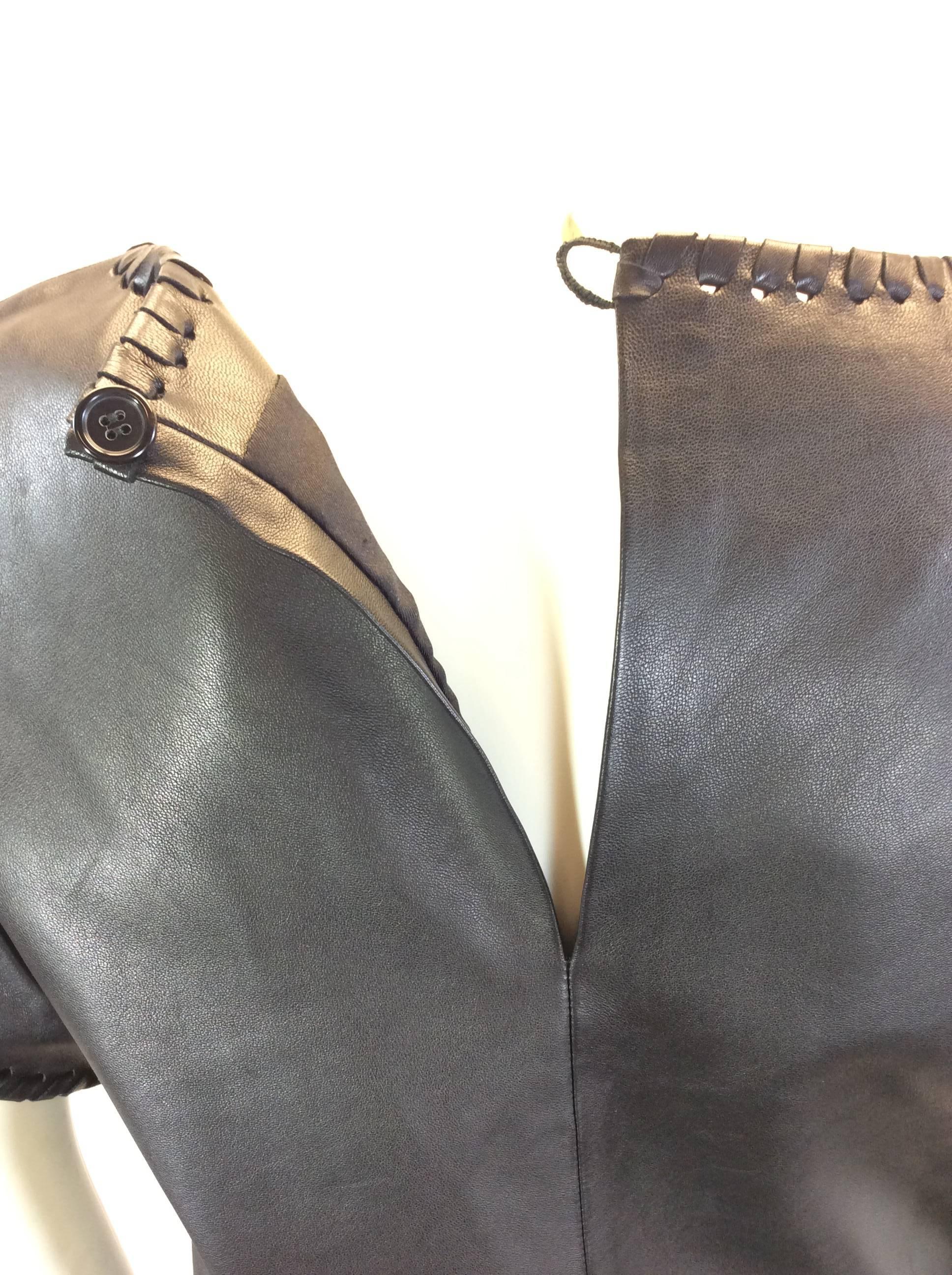 Chloe Black Leather Lambskin Short Sleeve Top  For Sale 4