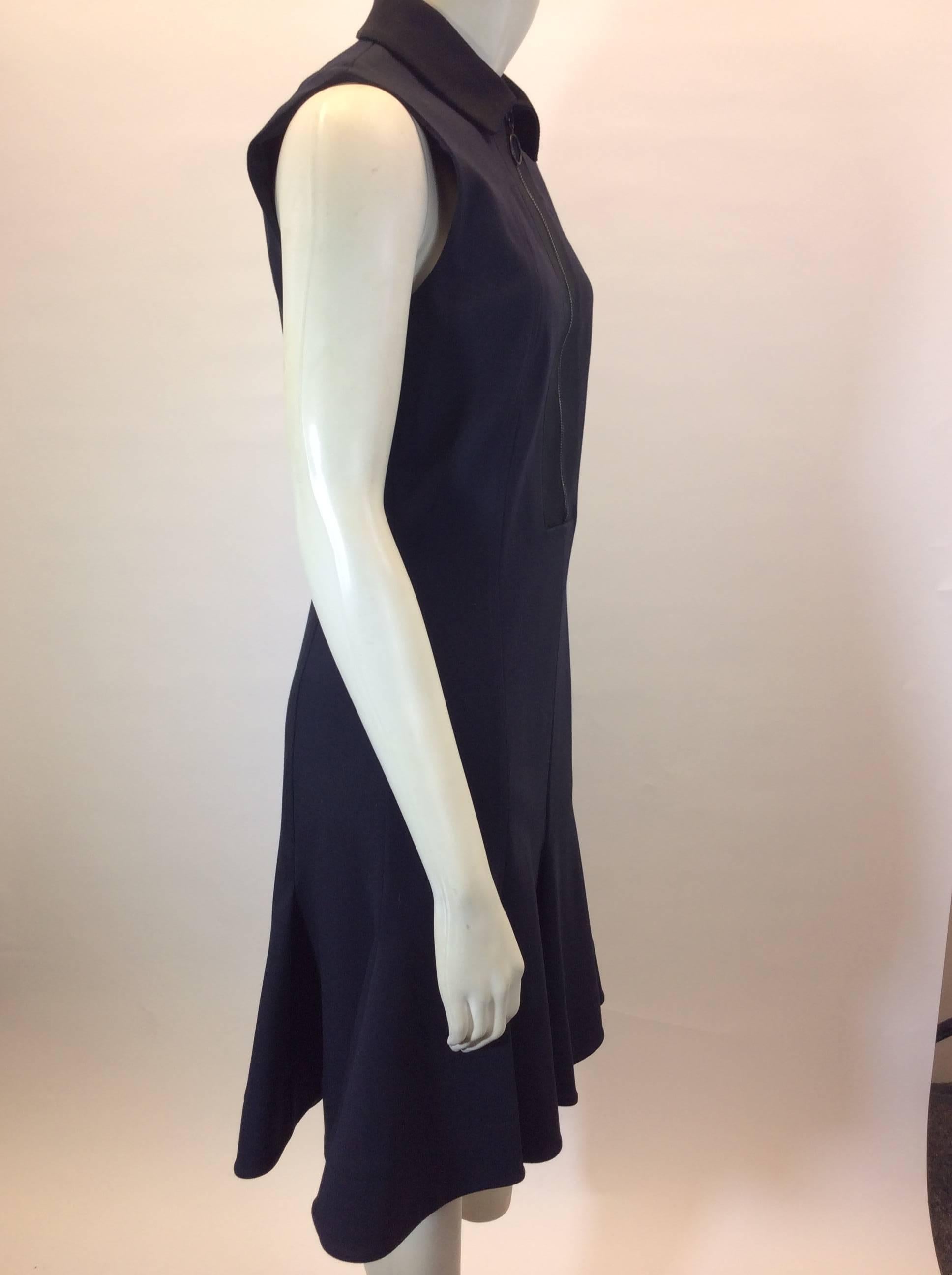 Black Akris Navy Sleeveless Flared Size 6 Dress For Sale
