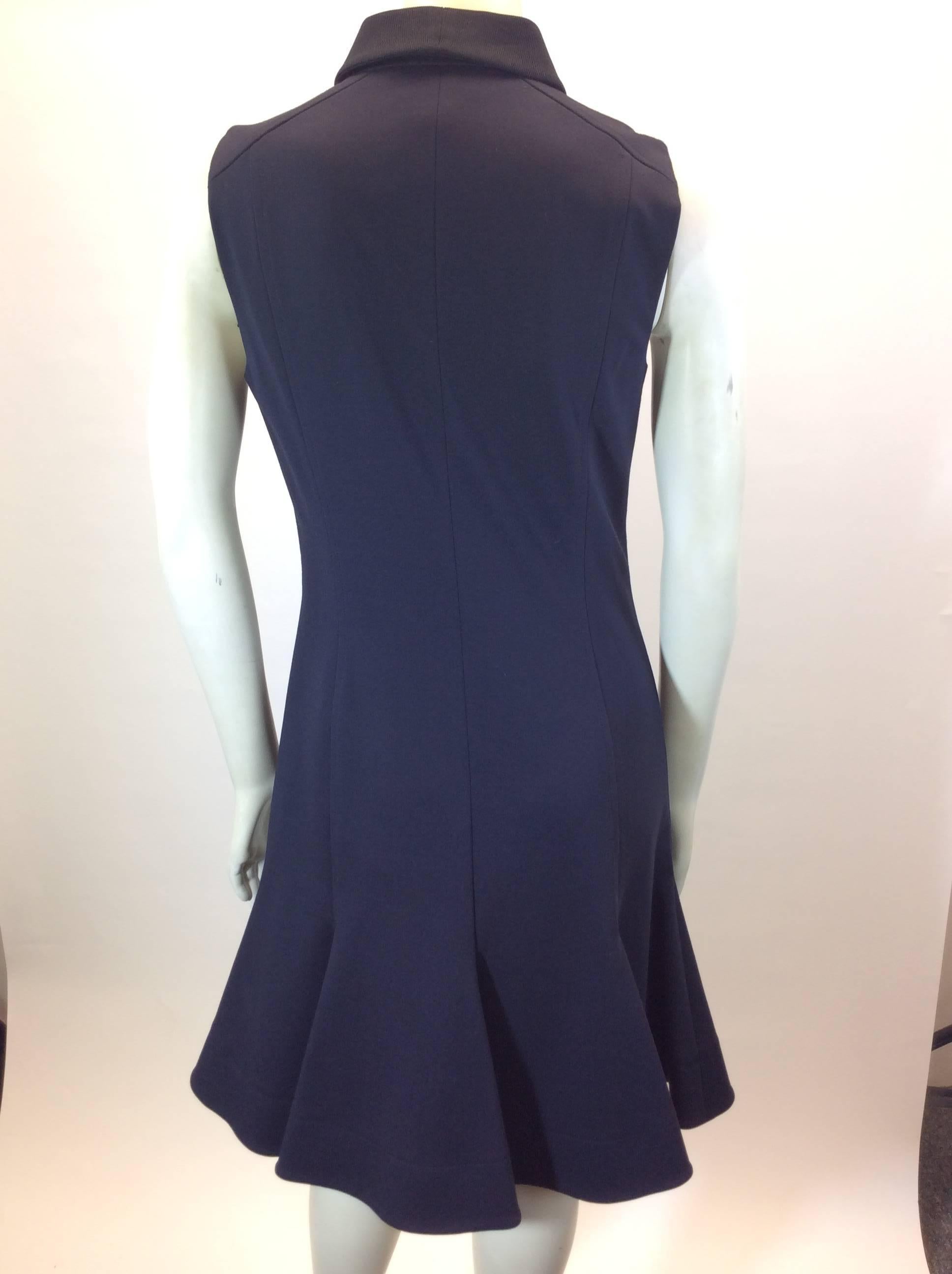 Akris Navy Sleeveless Flared Size 6 Dress For Sale 1