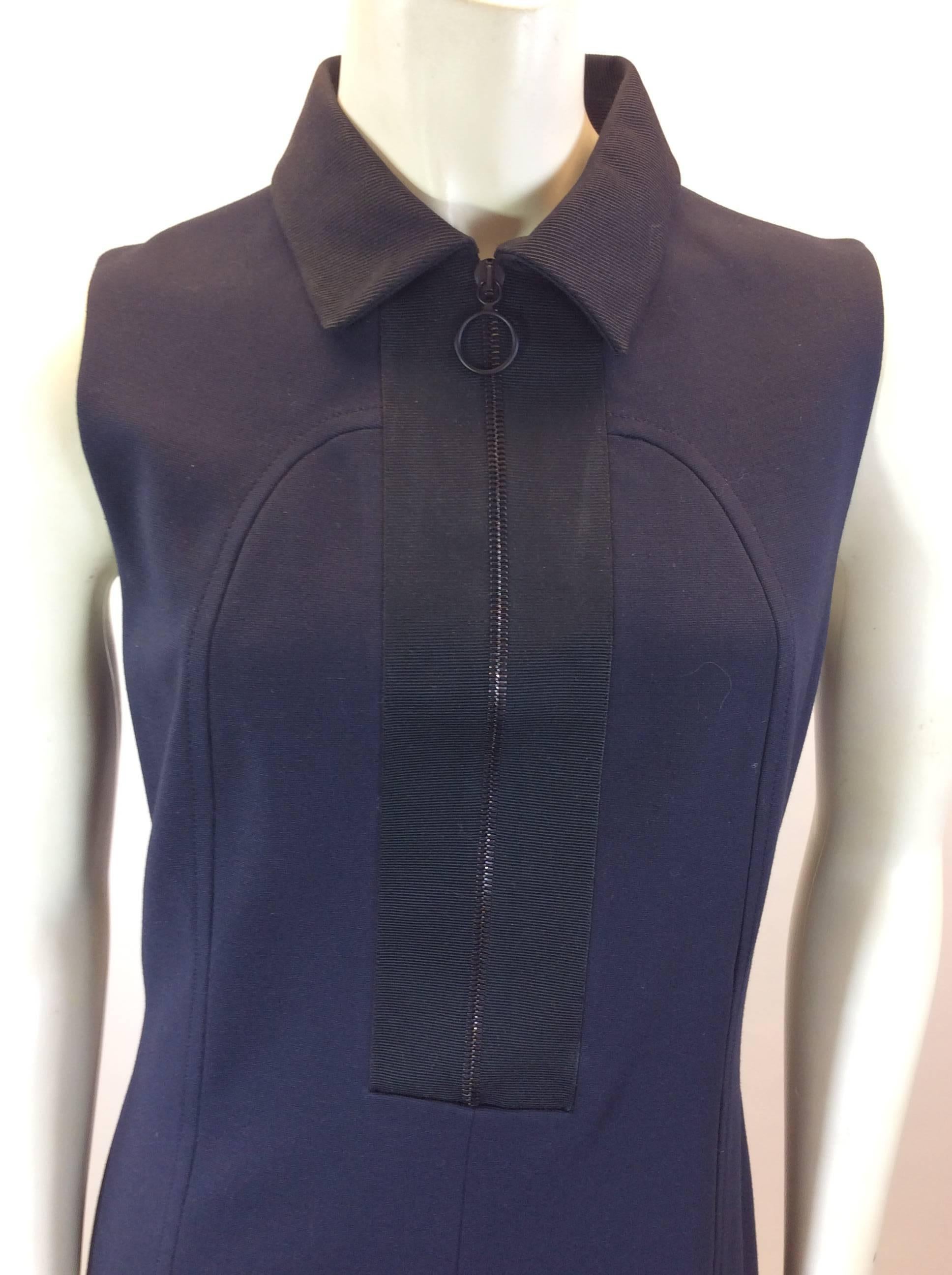 Akris Navy Sleeveless Flared Size 6 Dress In Excellent Condition For Sale In Narberth, PA