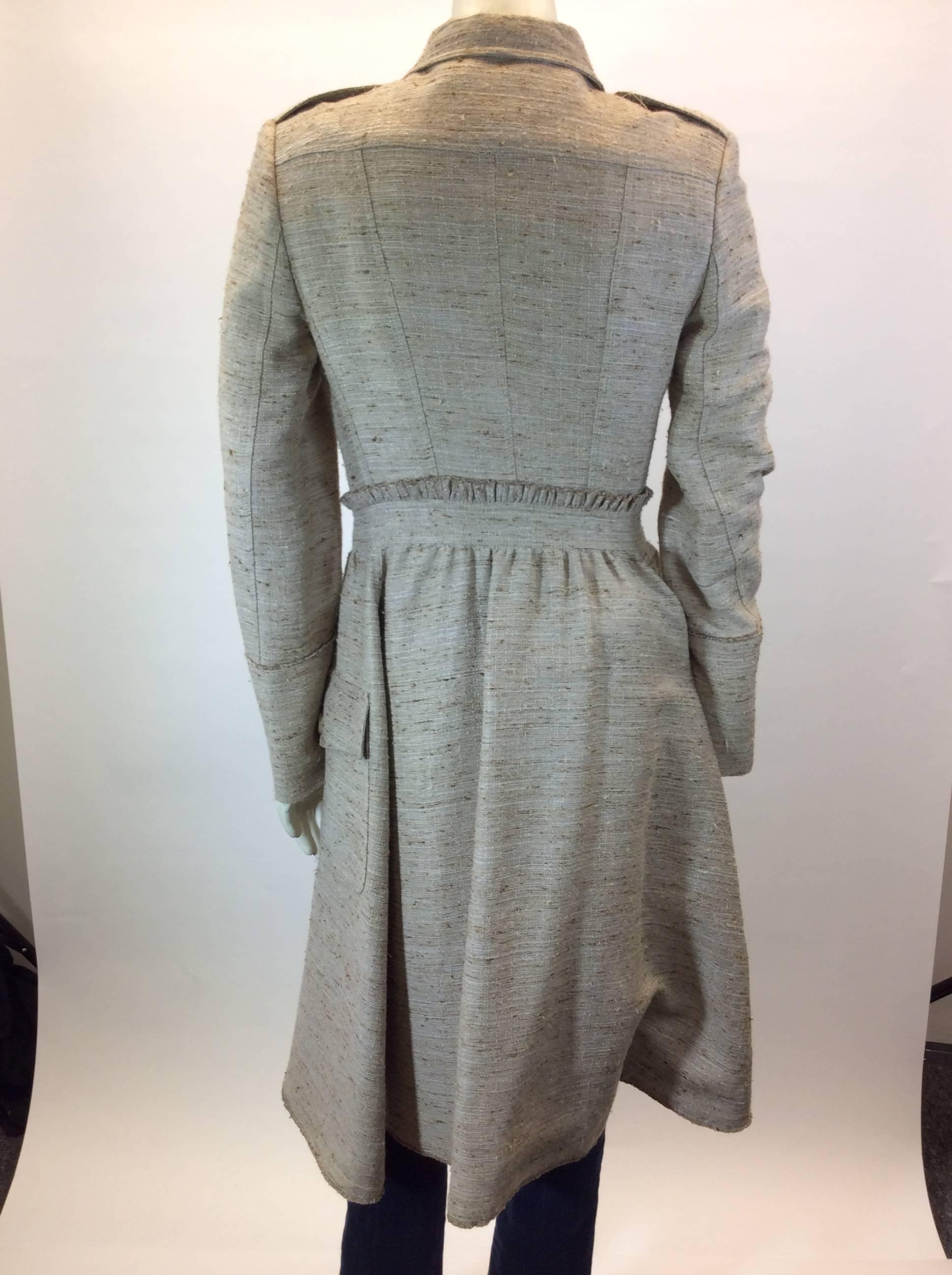 Burberry Tan Tweed Size 4 Coat w/ leather belt  In Excellent Condition For Sale In Narberth, PA