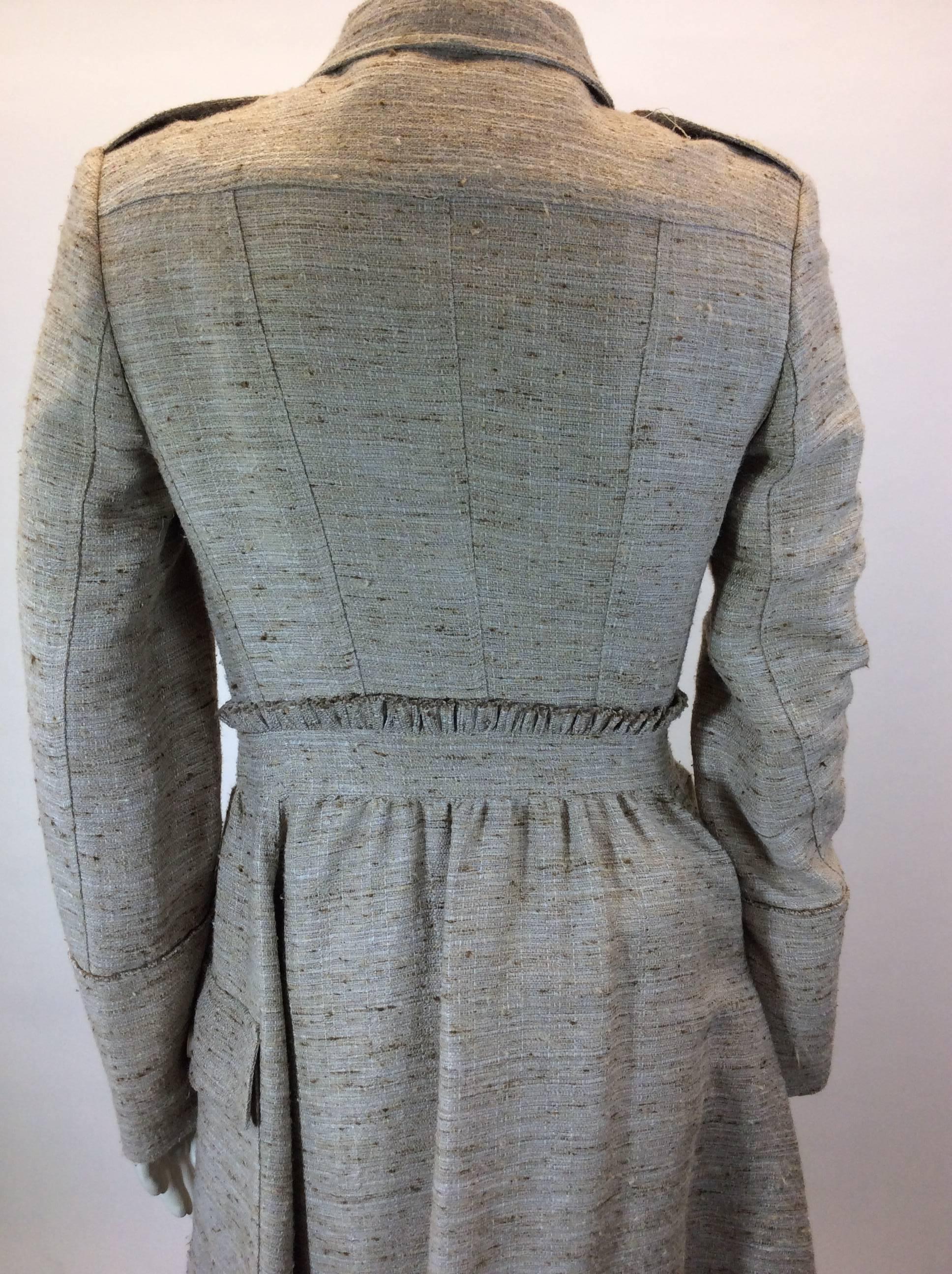 Women's Burberry Tan Tweed Size 4 Coat w/ leather belt  For Sale