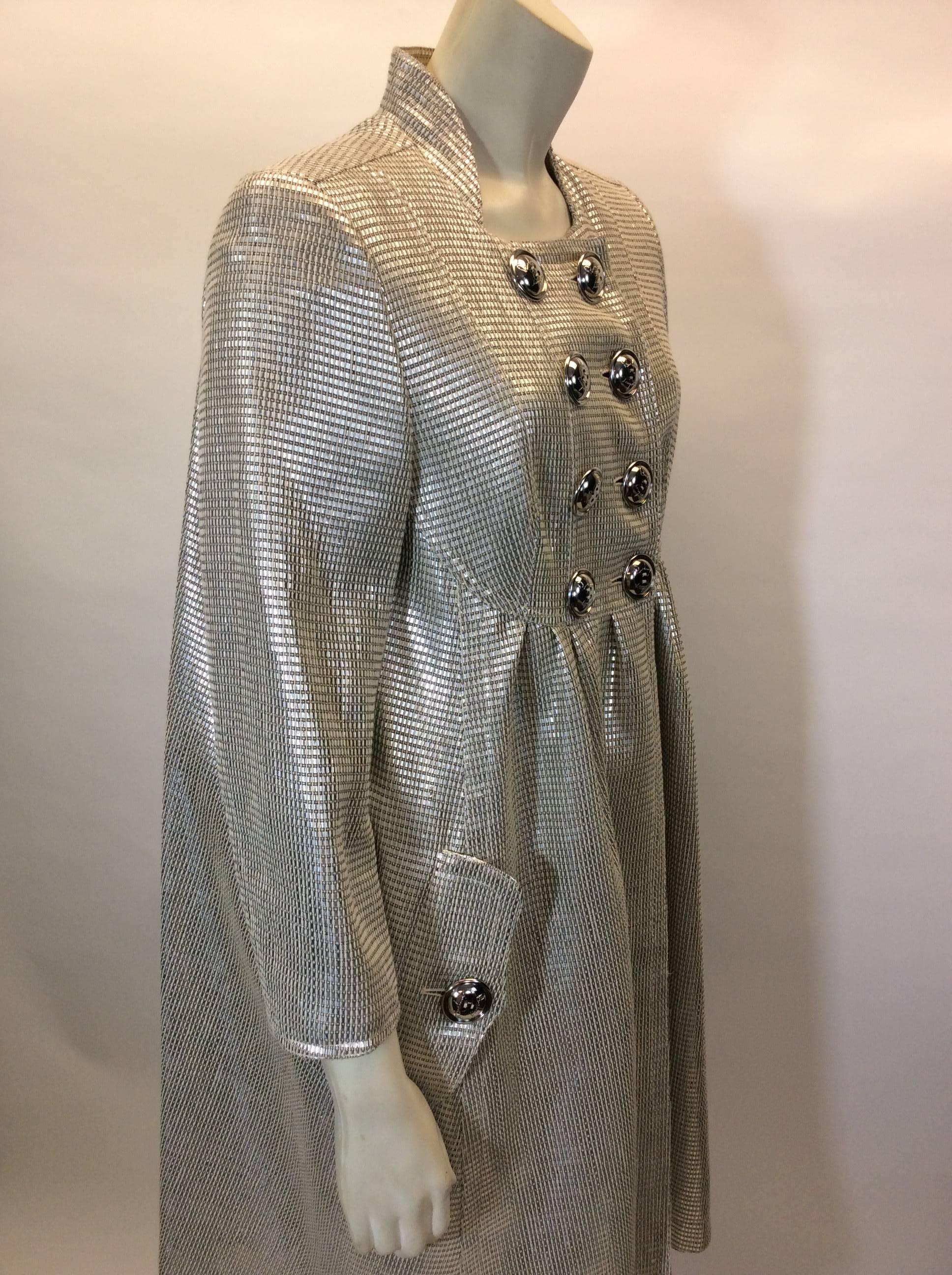 Burberry Silver Metallic Evening Coat  In New Condition In Narberth, PA