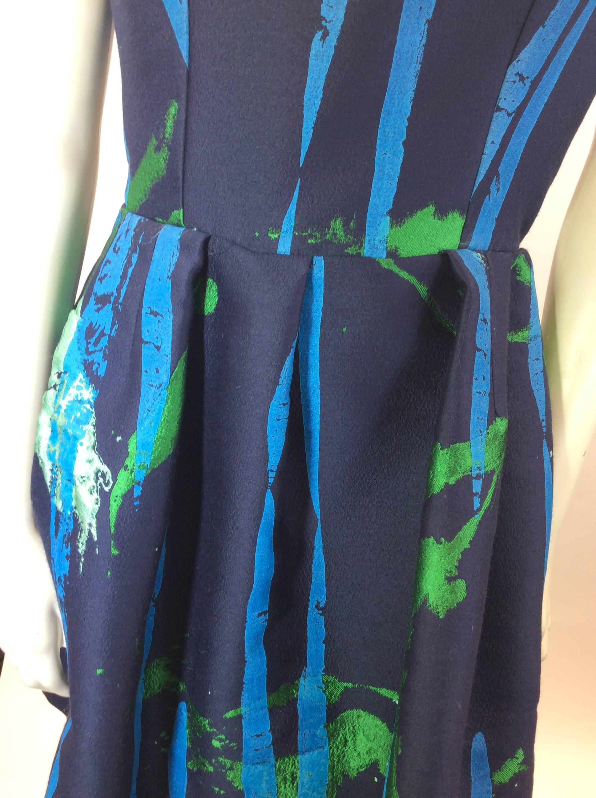 Black Aquilano Rimondi Blue Textured Sleeveless Dress For Sale