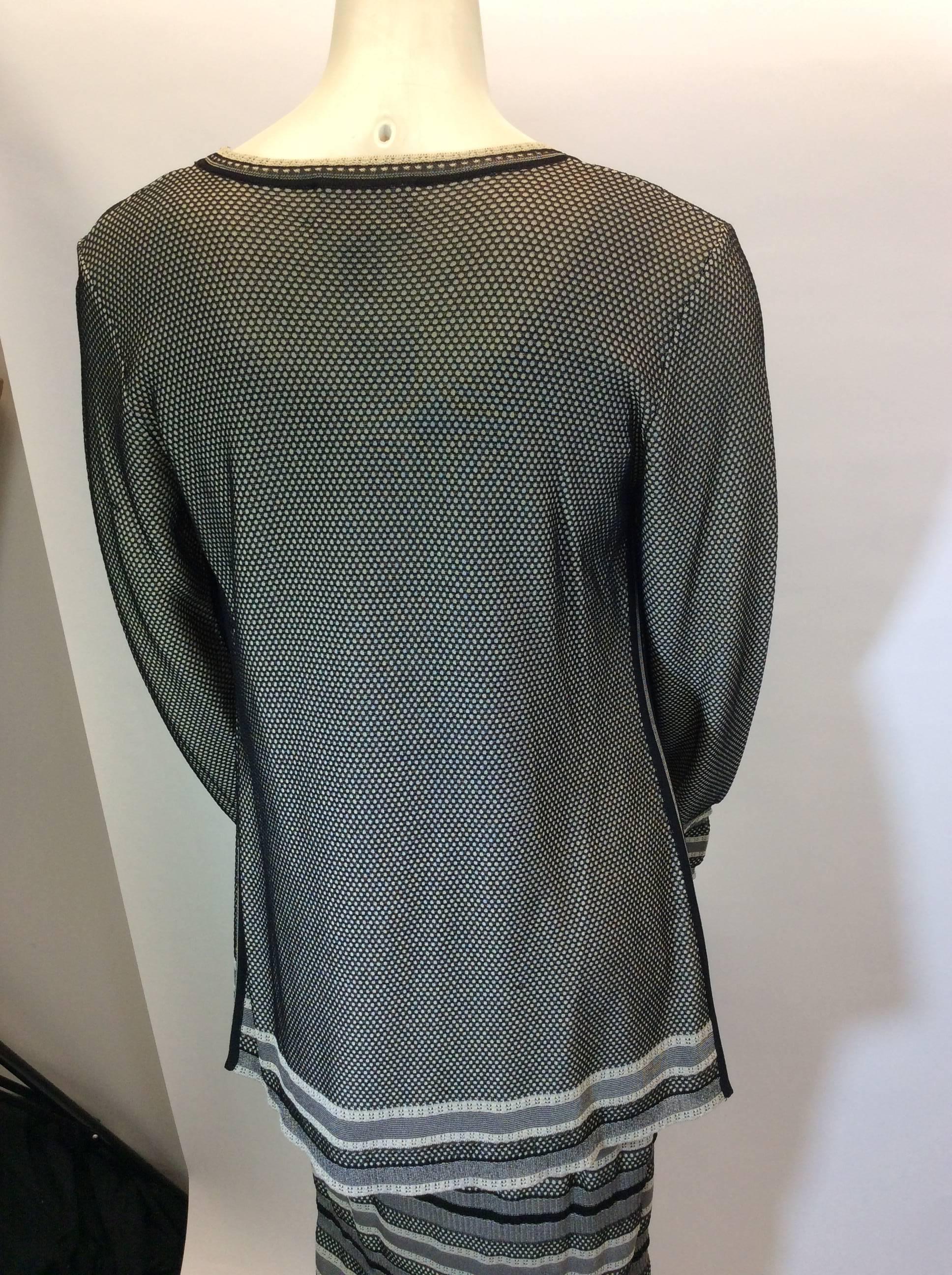 Black Zac Posen Striped Knit Dress and Cardigan Set For Sale