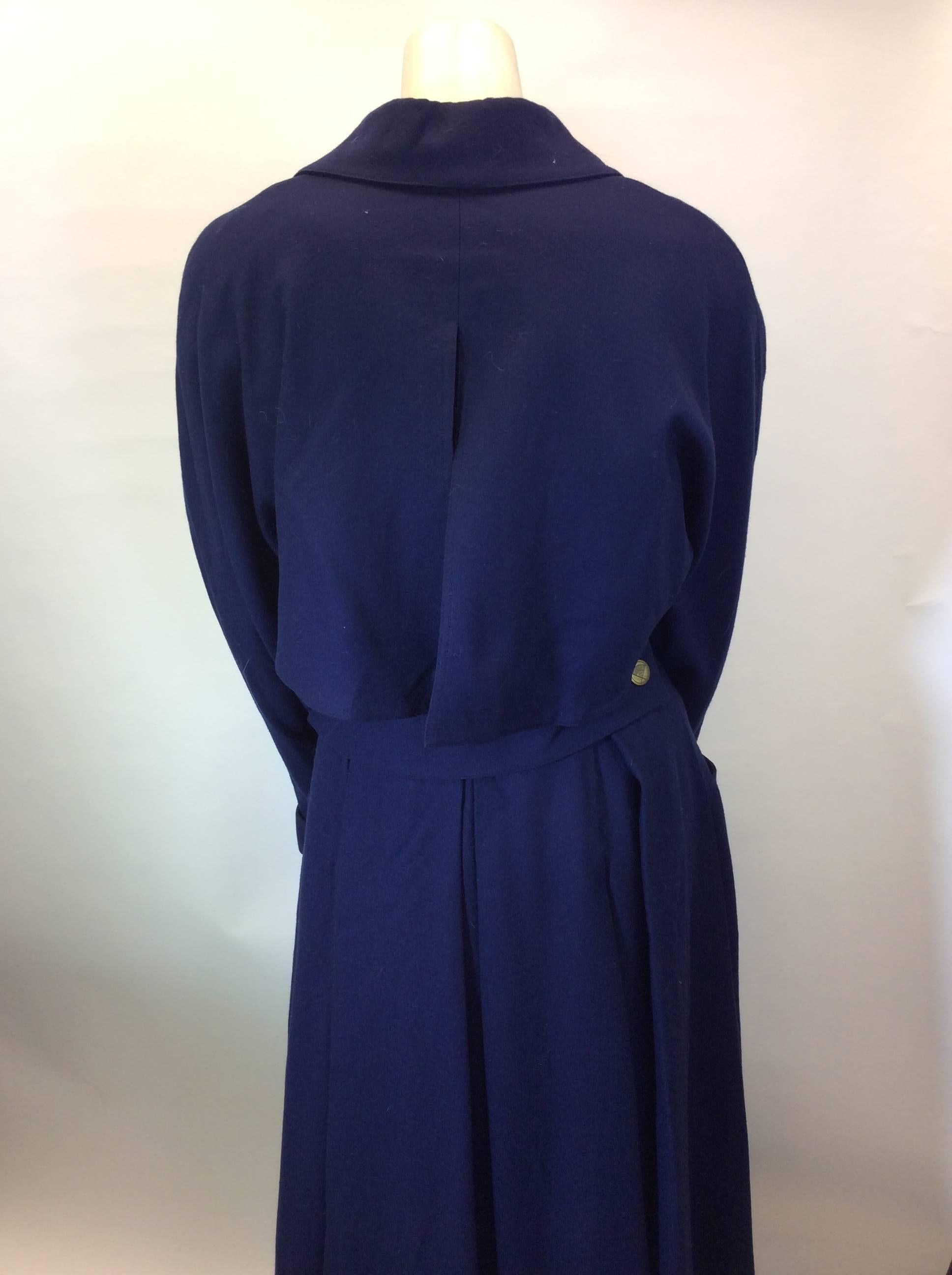 Black Vintage Karl Lagerfeld Midnight Blue Overcoat For Sale