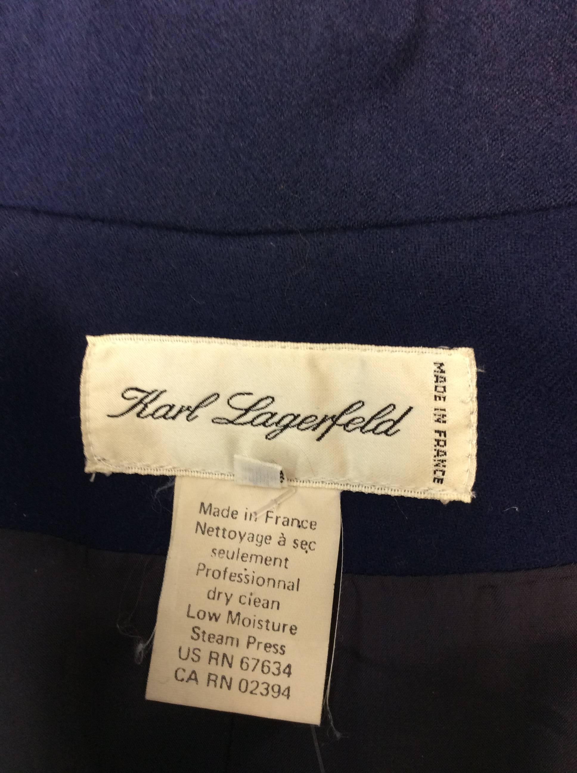 Vintage Karl Lagerfeld Midnight Blue Overcoat For Sale 1