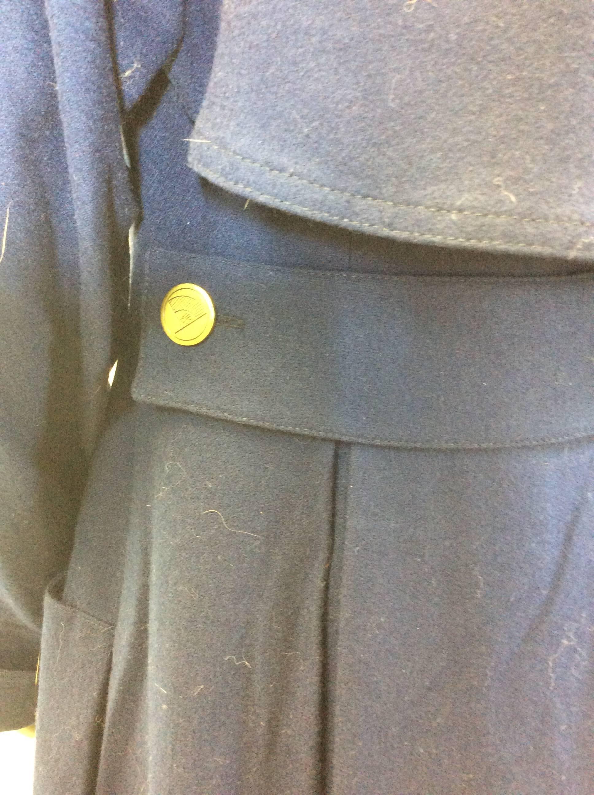 Vintage Karl Lagerfeld Midnight Blue Overcoat In Excellent Condition For Sale In Narberth, PA