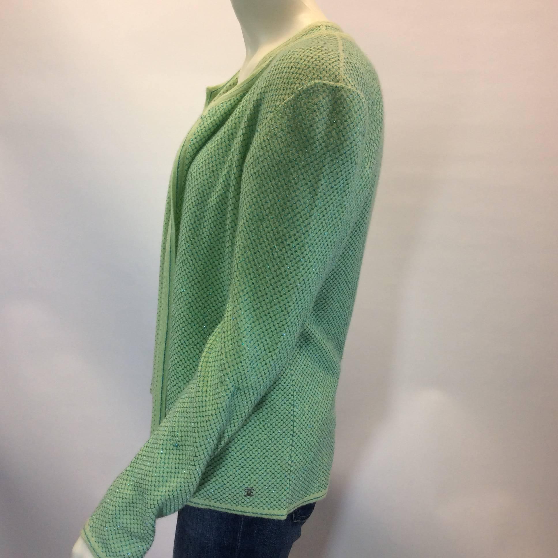 chanel green cardigan