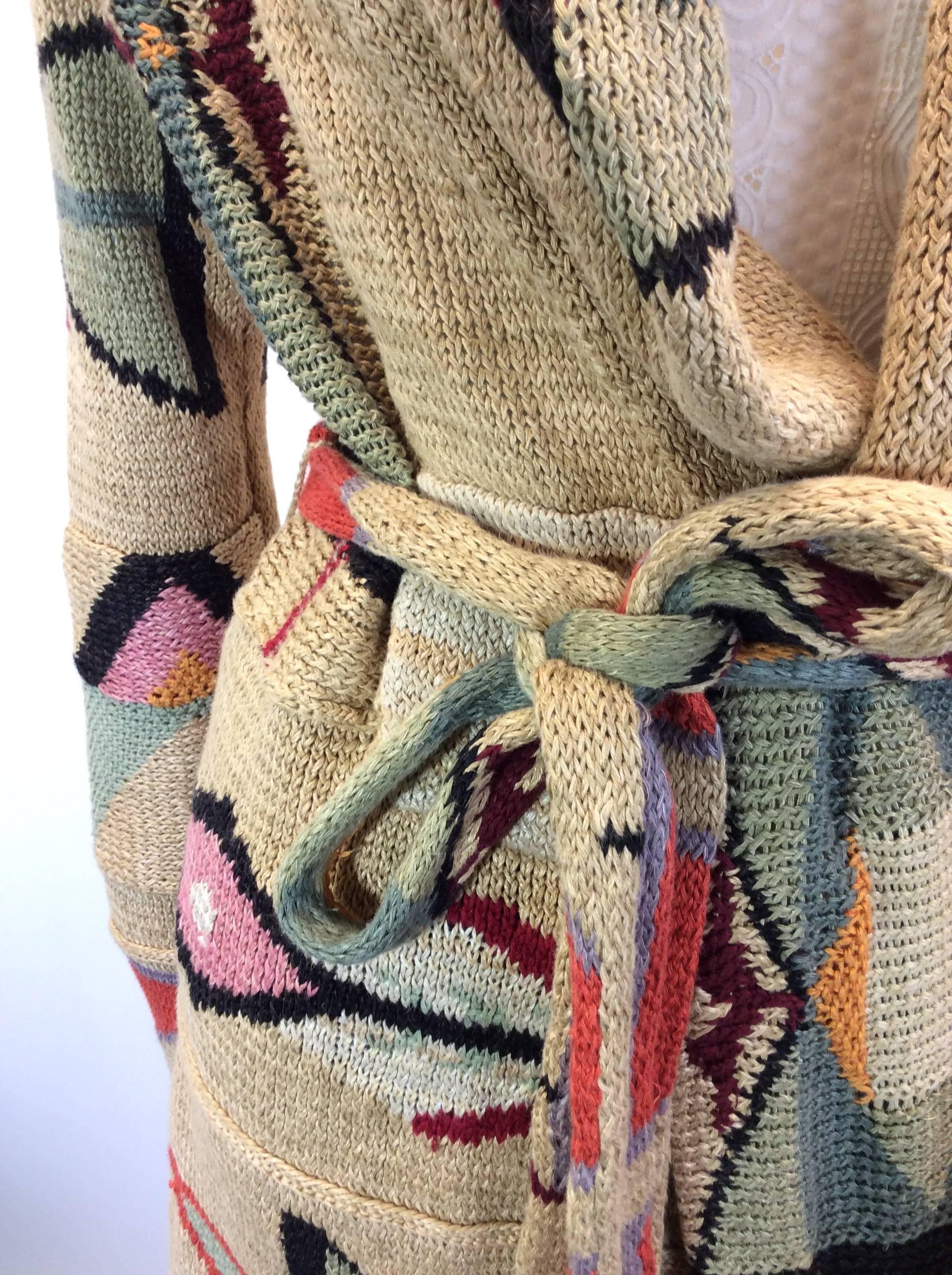 Ralph Lauren Multicolor Patterned Wrap Sweater with Belt 1