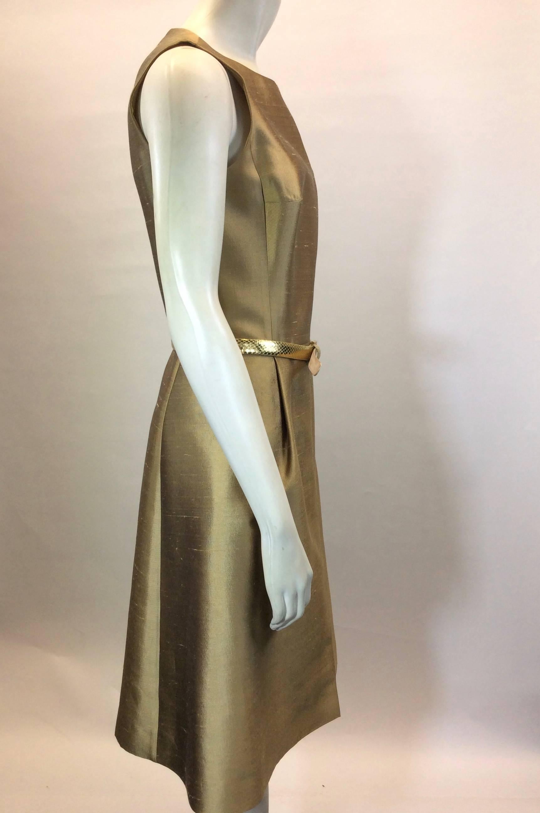 Marc Jacobs Gold A-Line Dress with Python Belt and Wool Jacket In Excellent Condition For Sale In Narberth, PA