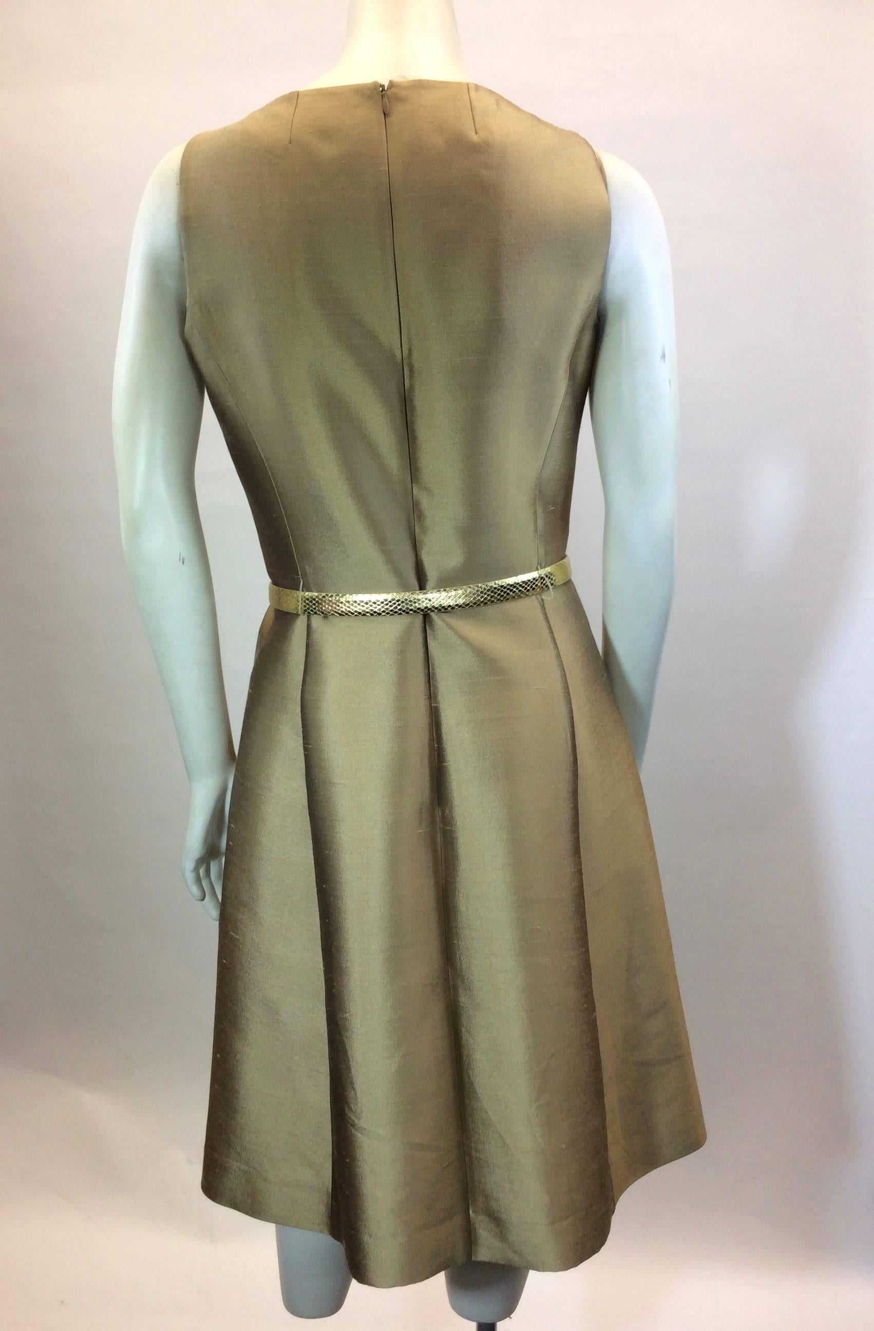 Marc Jacobs Gold A-Line Dress with Python Belt and Wool Jacket For Sale 2