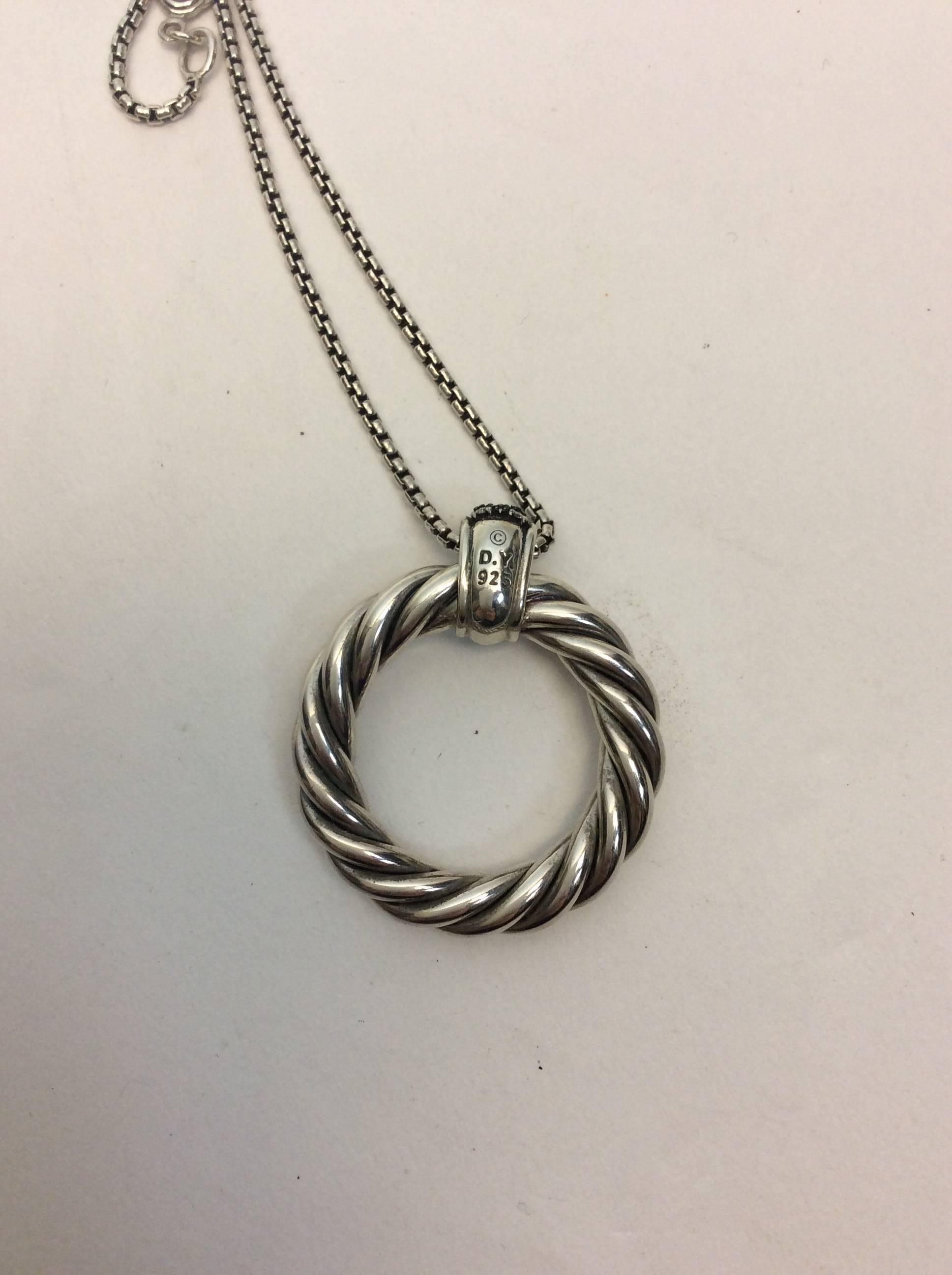Gray John Hardy Twisted Hoop Pendant Necklace For Sale