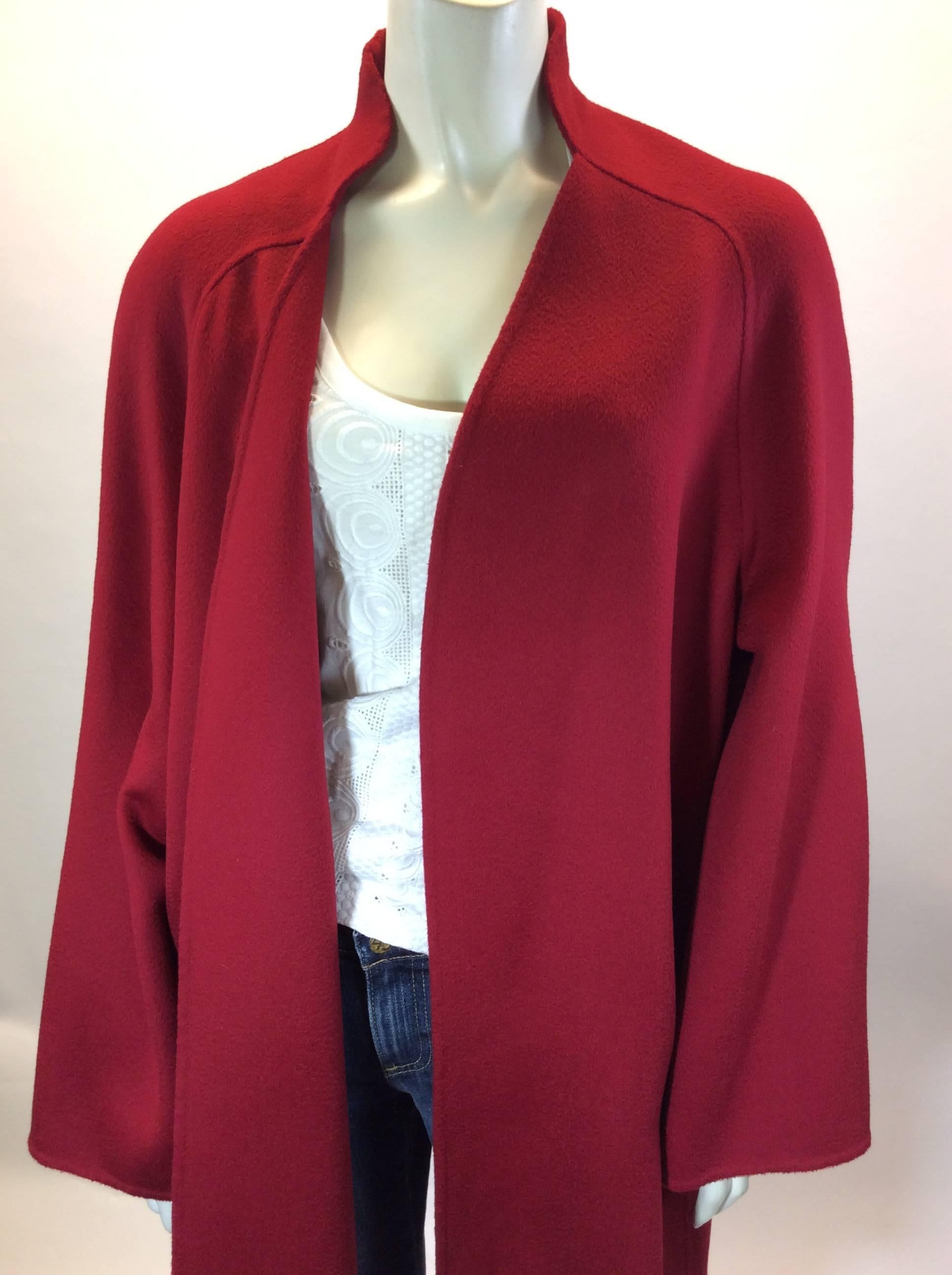 Bill Blass Red Cashmere Mid Length Overcoat For Sale 3