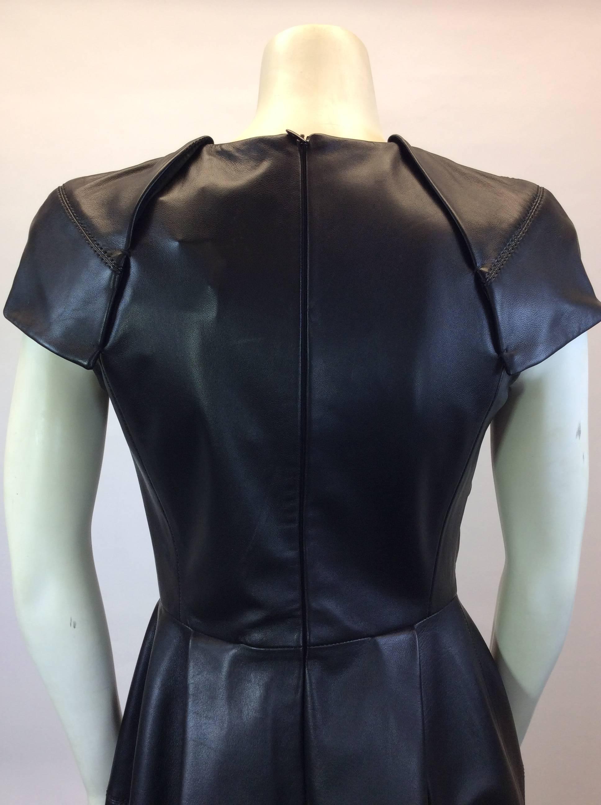 Dice Kayek Black Leather  Structured Dress  For Sale 1