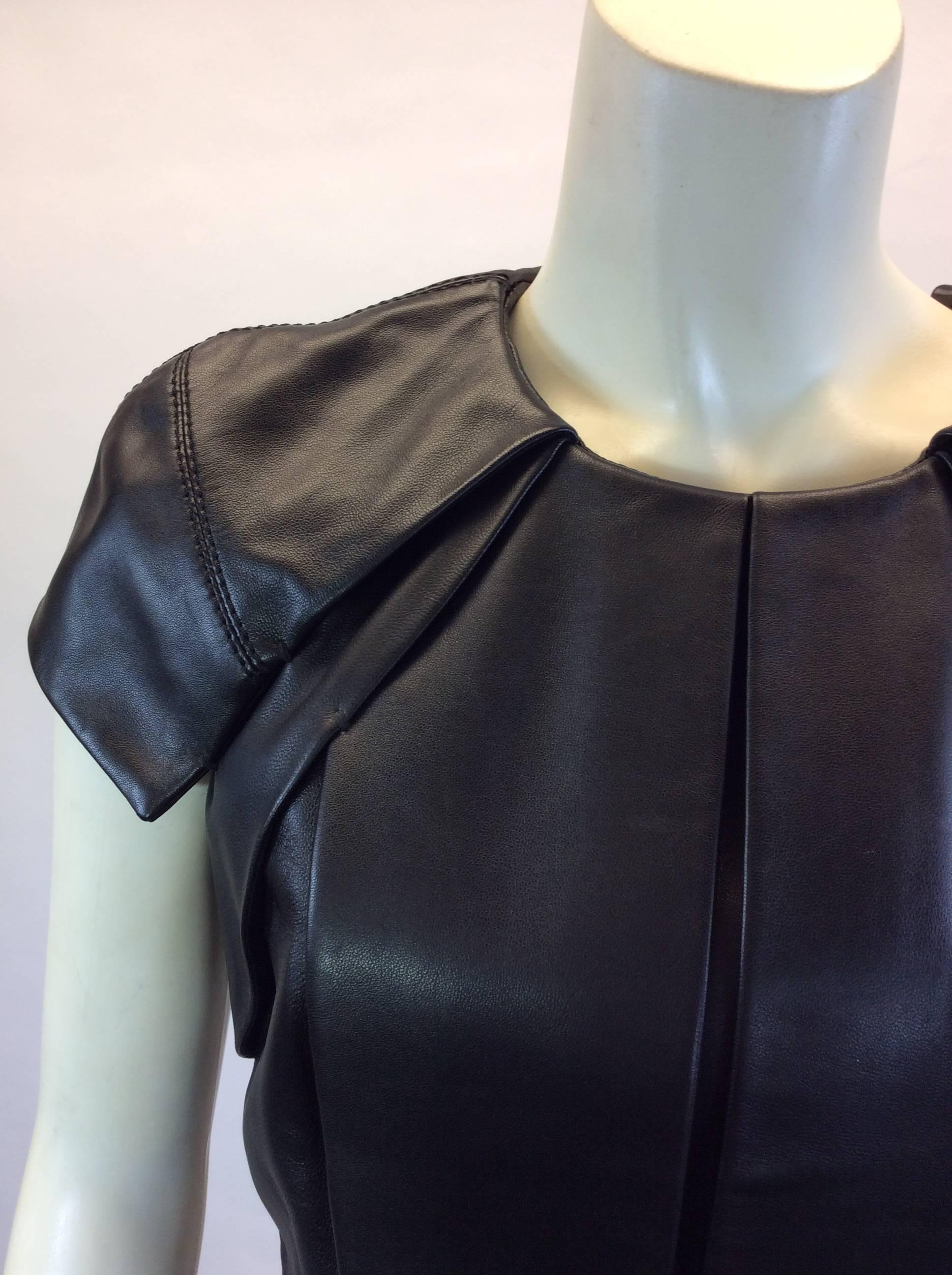 Dice Kayek Black Leather  Structured Dress  For Sale 3