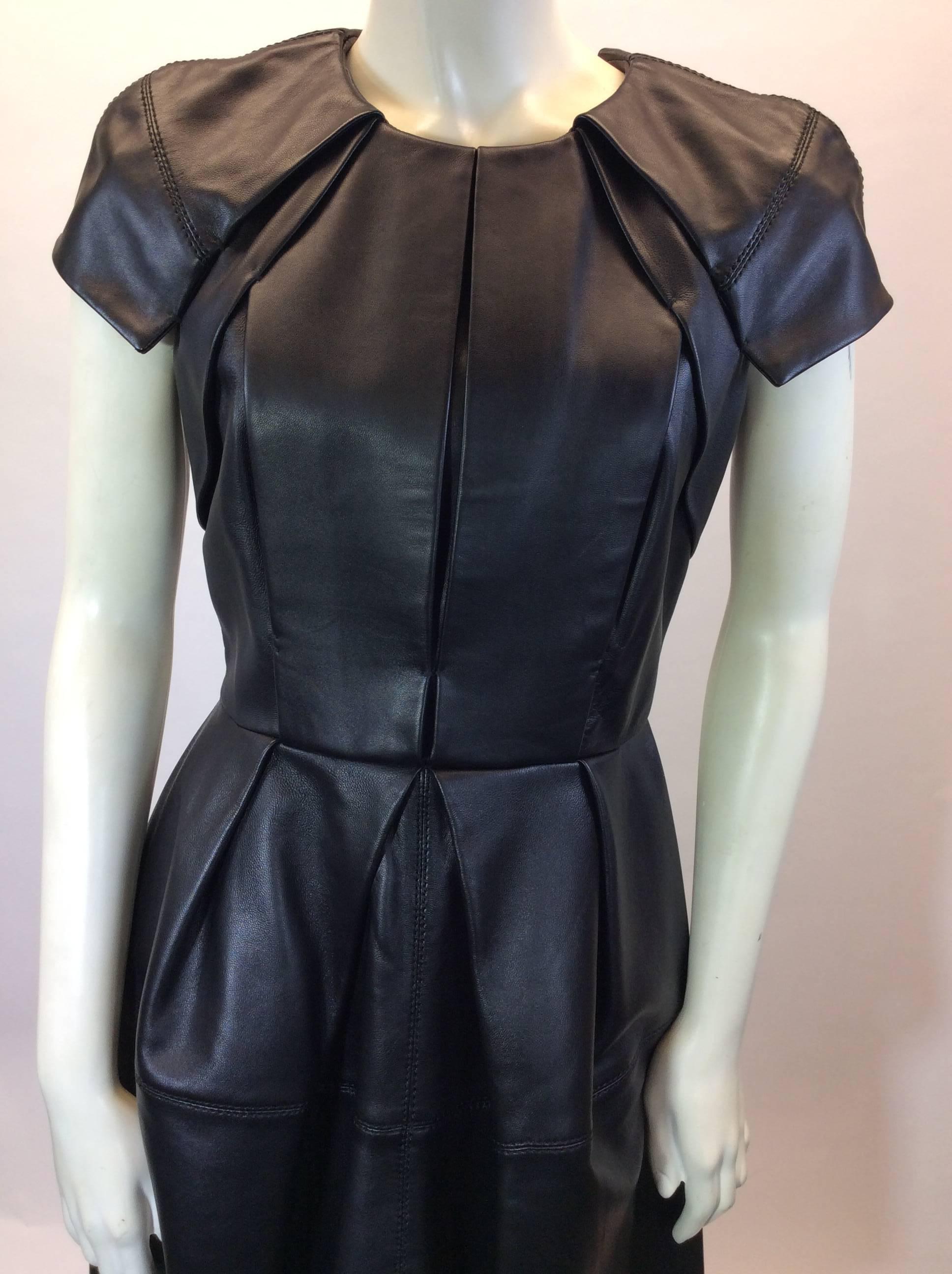 Dice Kayek Black Leather  Structured Dress  For Sale 2