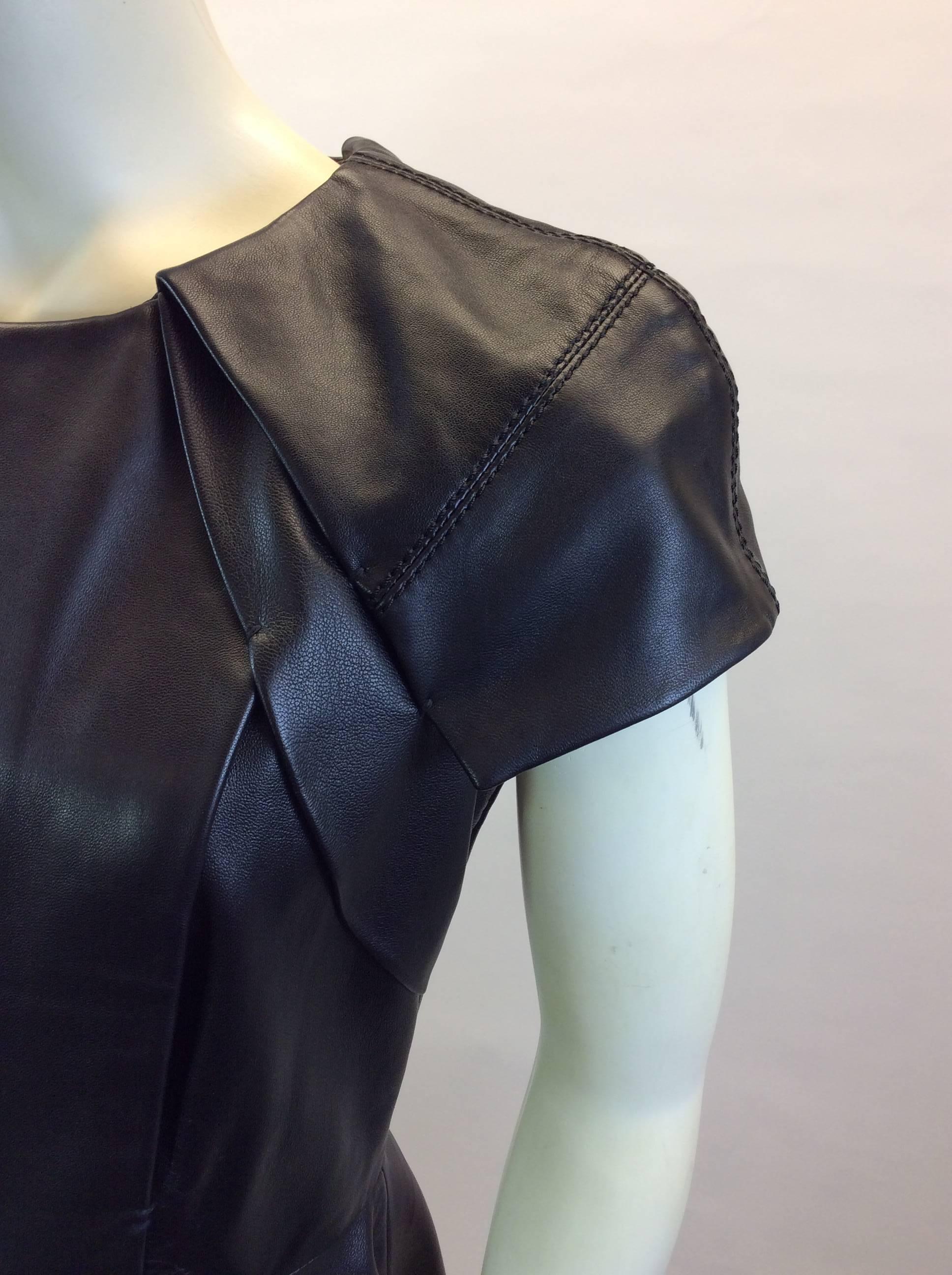 Dice Kayek Black Leather  Structured Dress  For Sale 4