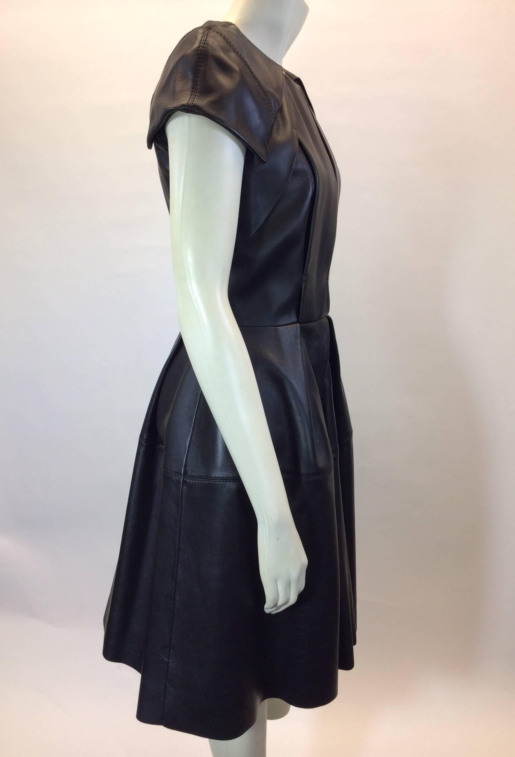 Dice Kayek Black Leather  Structured Dress  In New Condition For Sale In Narberth, PA