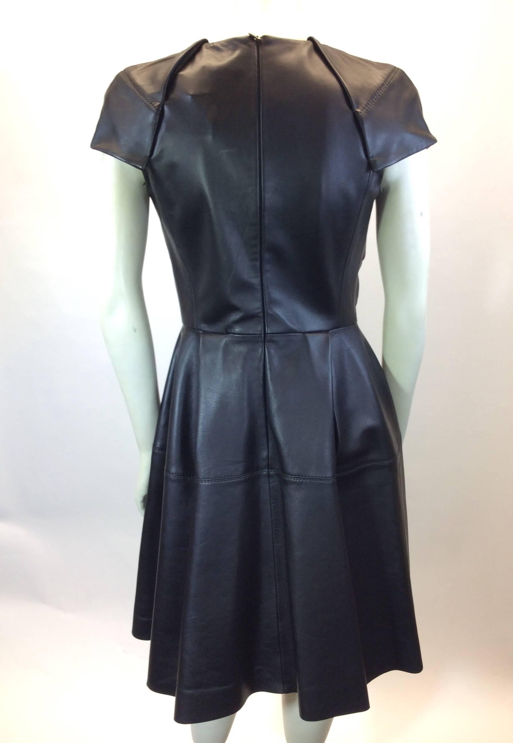 Women's Dice Kayek Black Leather  Structured Dress  For Sale