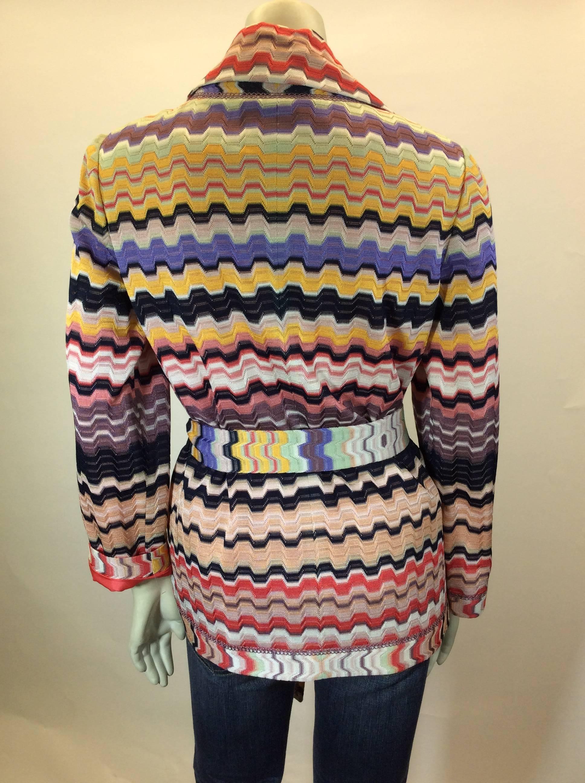 Missoni Multicolored Pattern Jacket with Tie Belt In Excellent Condition For Sale In Narberth, PA