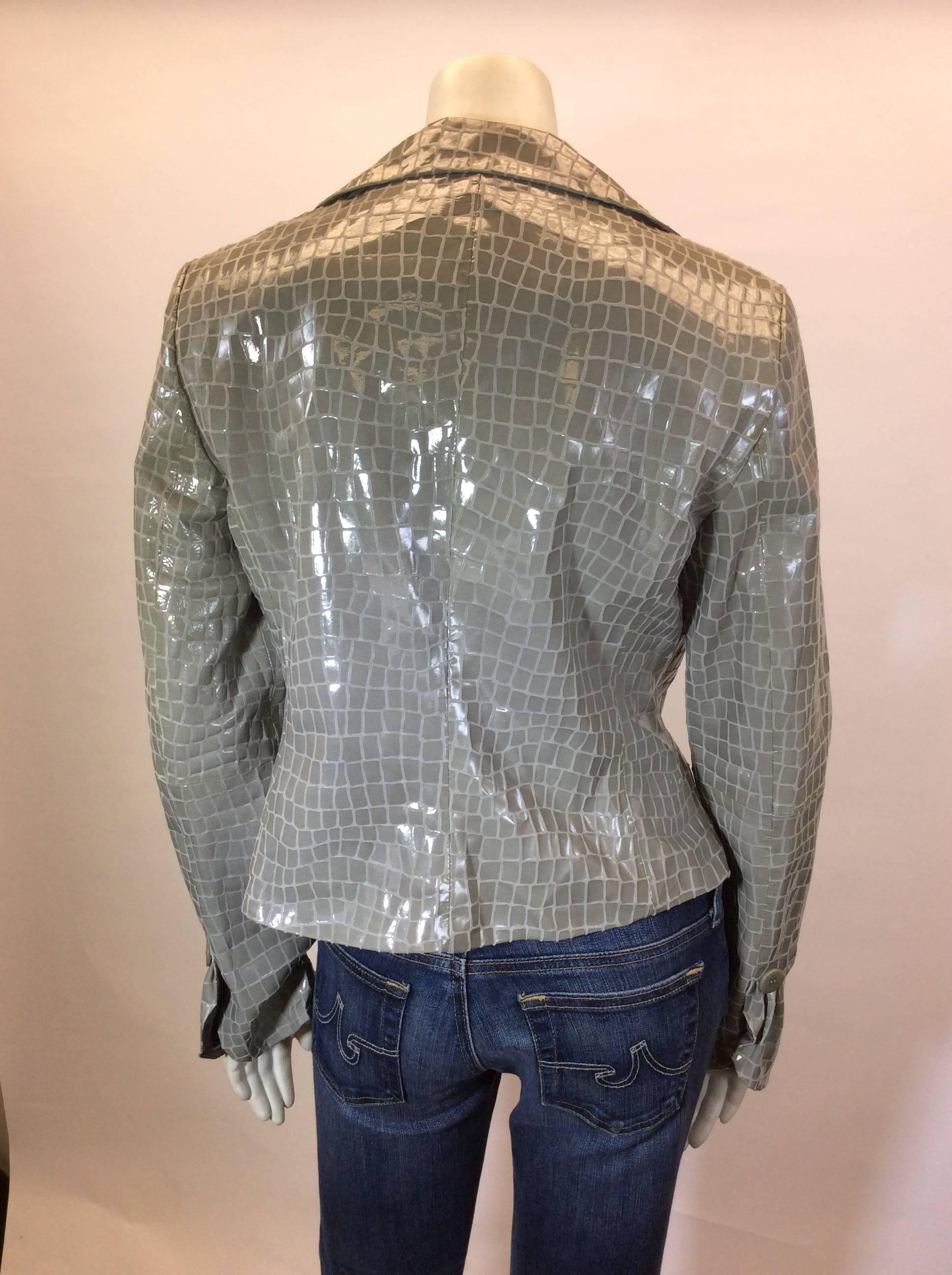 Armani Grey Patent Croc Detail White Label Blazer In Excellent Condition For Sale In Narberth, PA