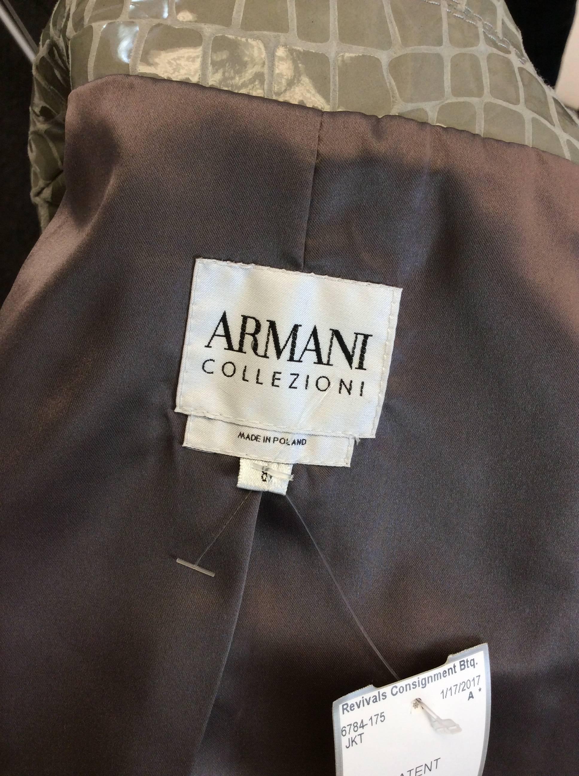 Armani Grey Patent Croc Detail White Label Blazer For Sale 4