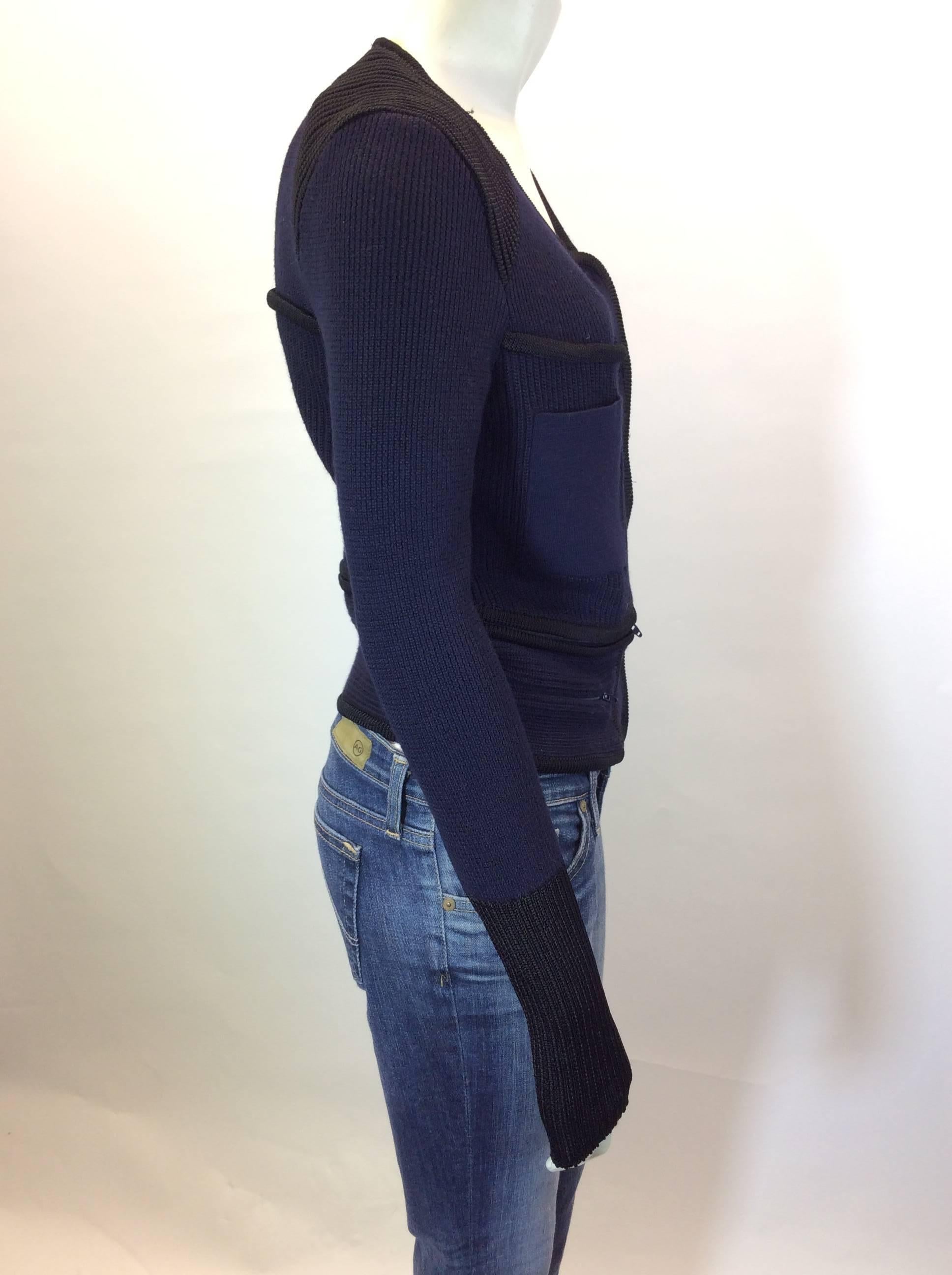 Isabel Marant Navy and Black Cardigan with Removable Piece In Excellent Condition For Sale In Narberth, PA