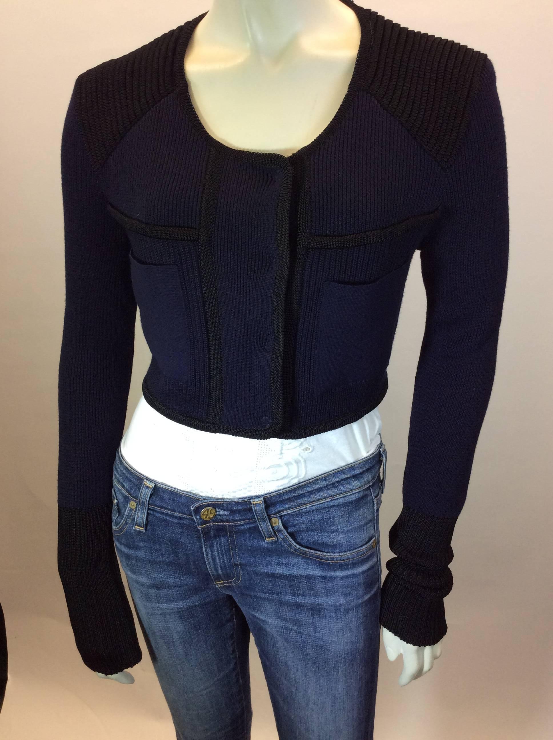 Isabel Marant Navy and Black Cardigan with Removable Piece For Sale 1