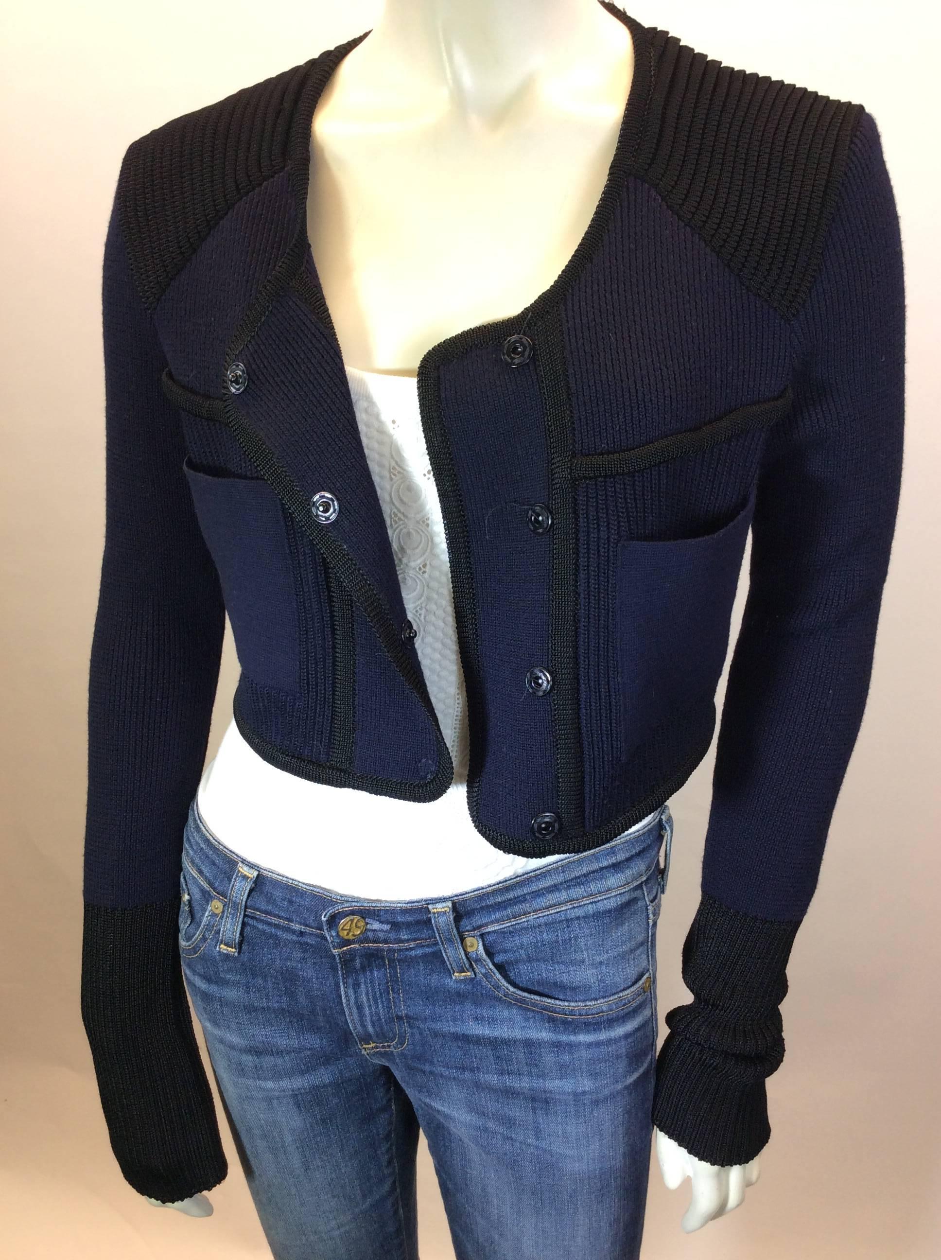 Isabel Marant Navy and Black Cardigan with Removable Piece For Sale 2