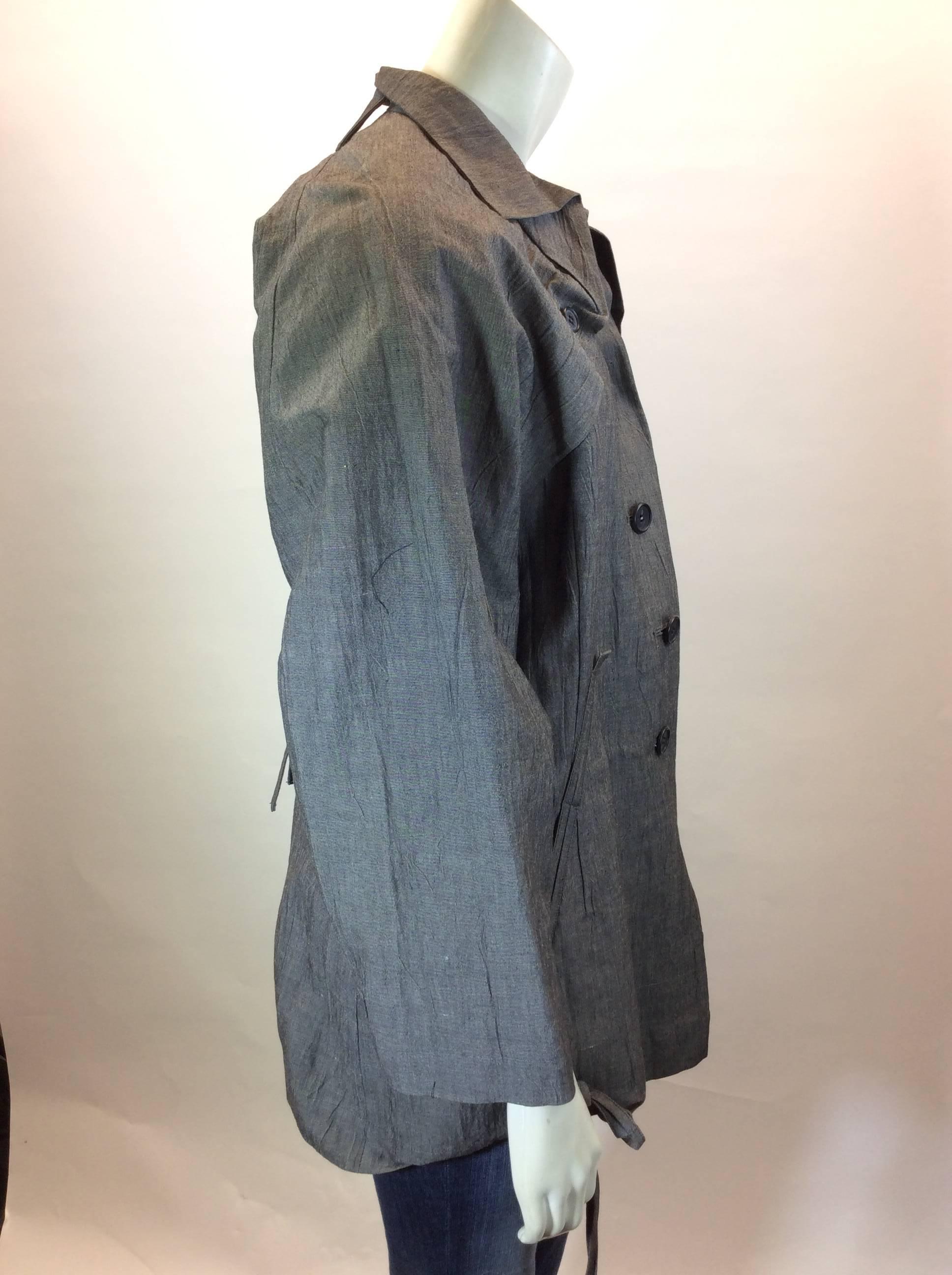 Gray Issey Miyake Grey Linen Button Up Jacket