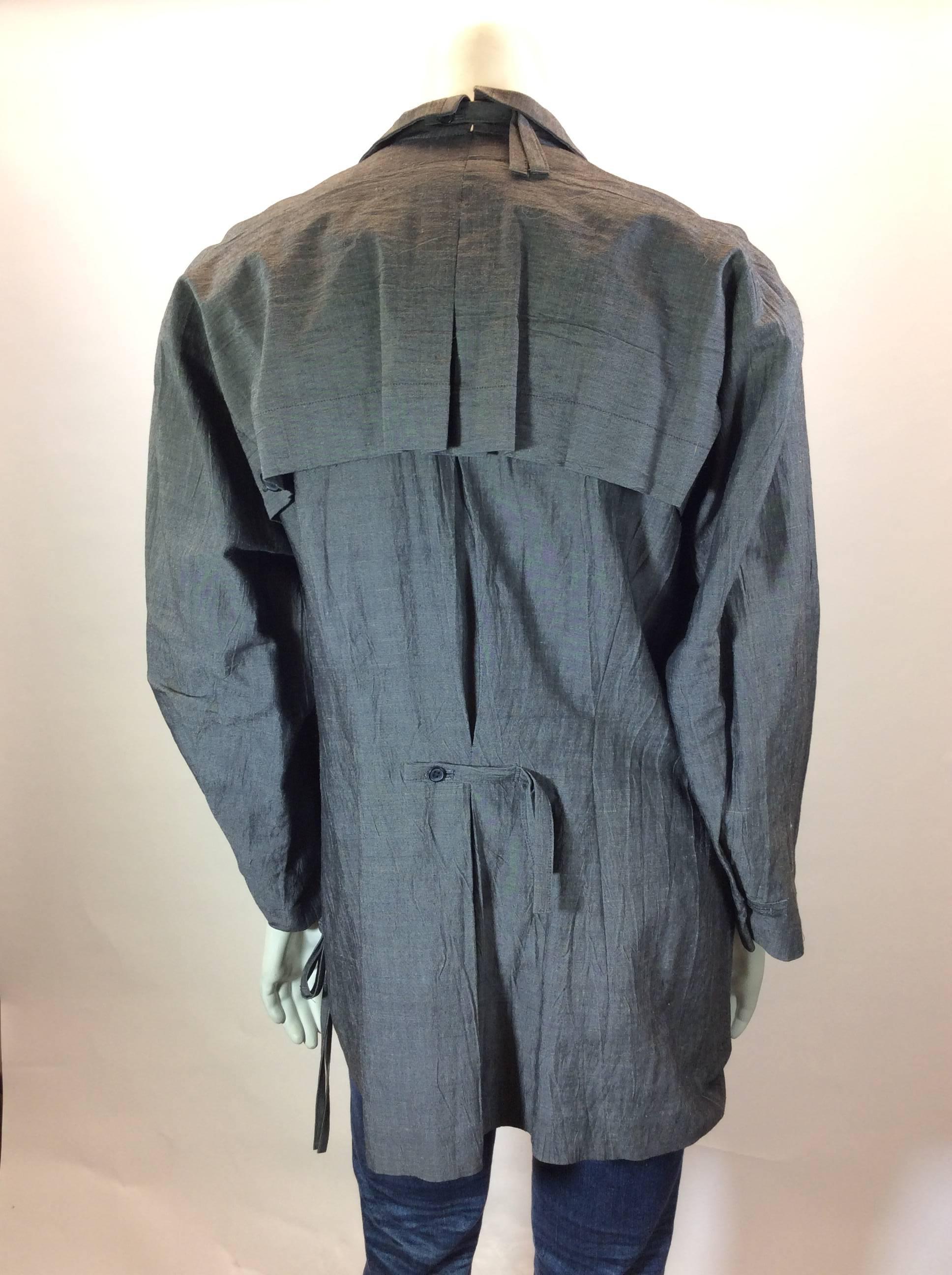 Issey Miyake Grey Linen Button Up Jacket In Excellent Condition In Narberth, PA