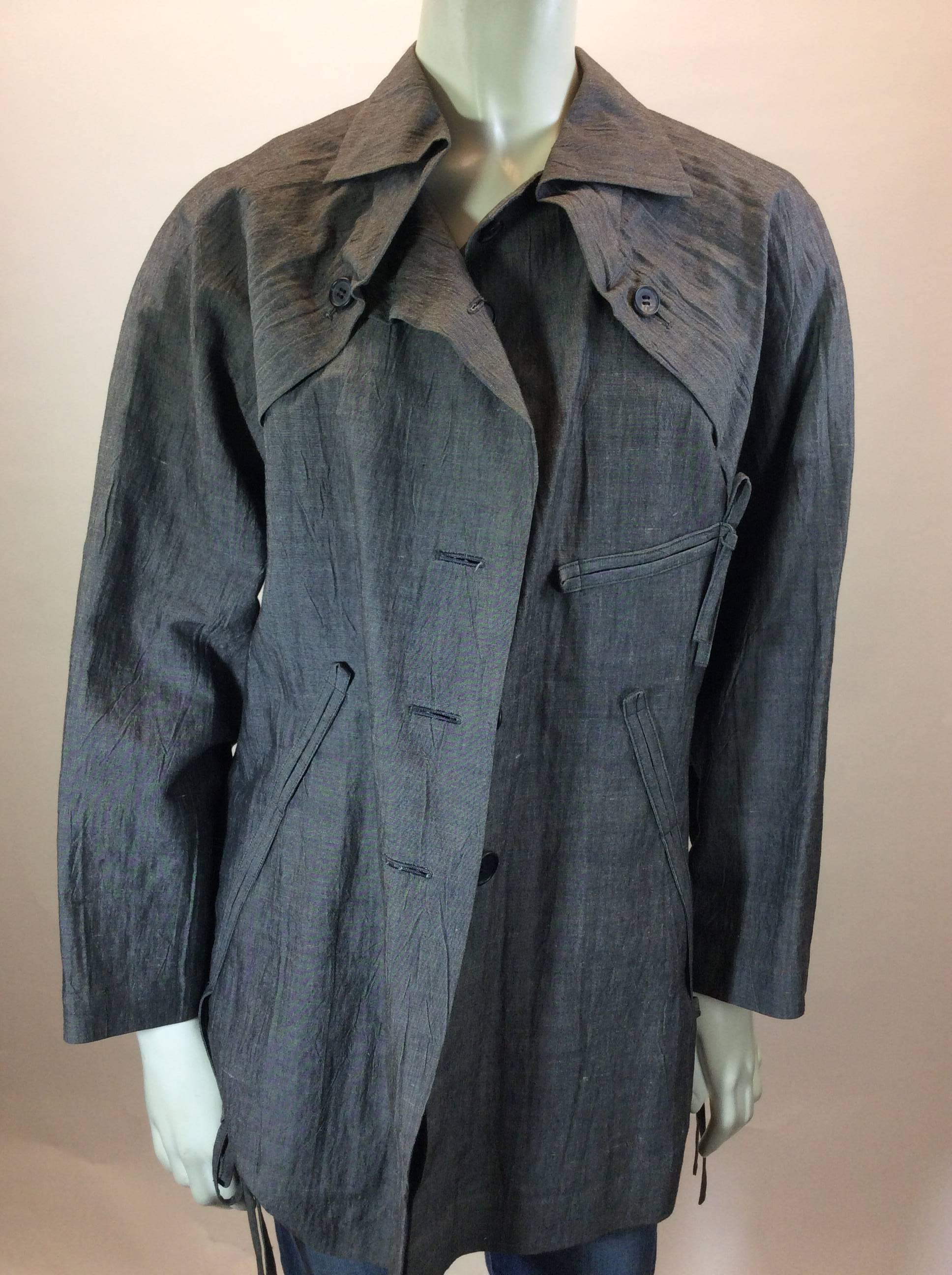 Issey Miyake Grey Linen Button Up Jacket 3