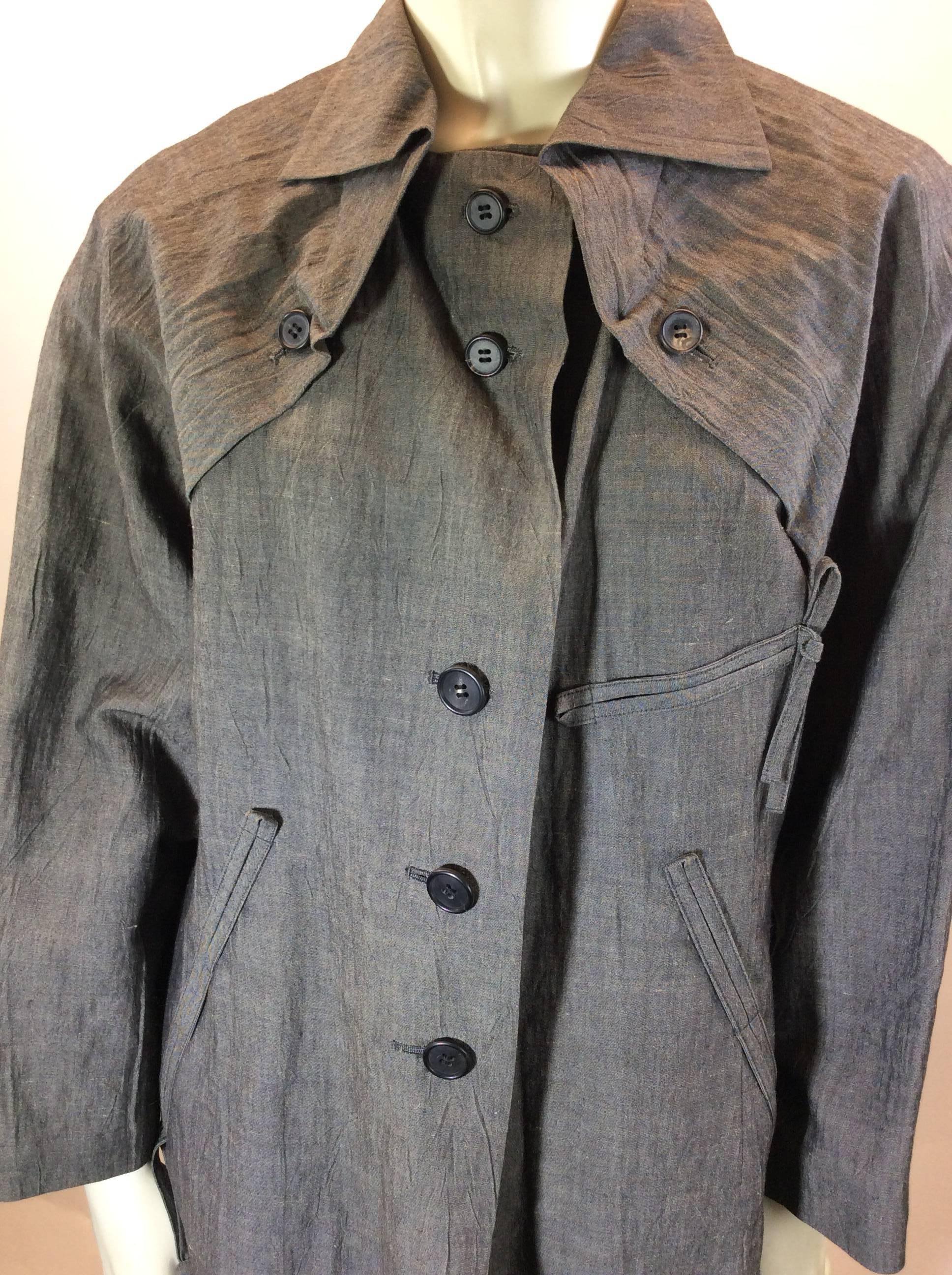 Issey Miyake Grey Linen Button Up Jacket 2