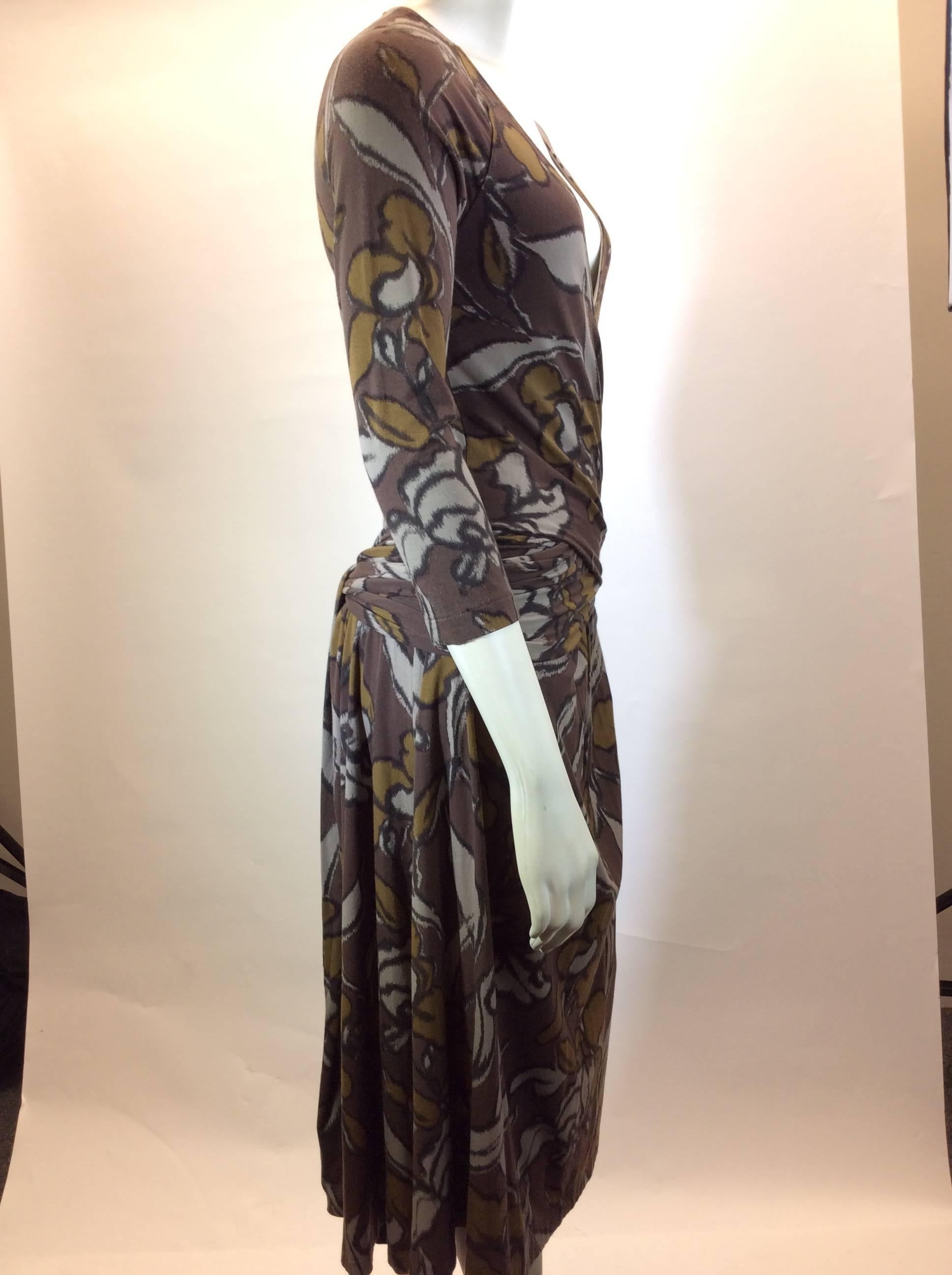 Black Etro Brown Print Wrap Dress For Sale