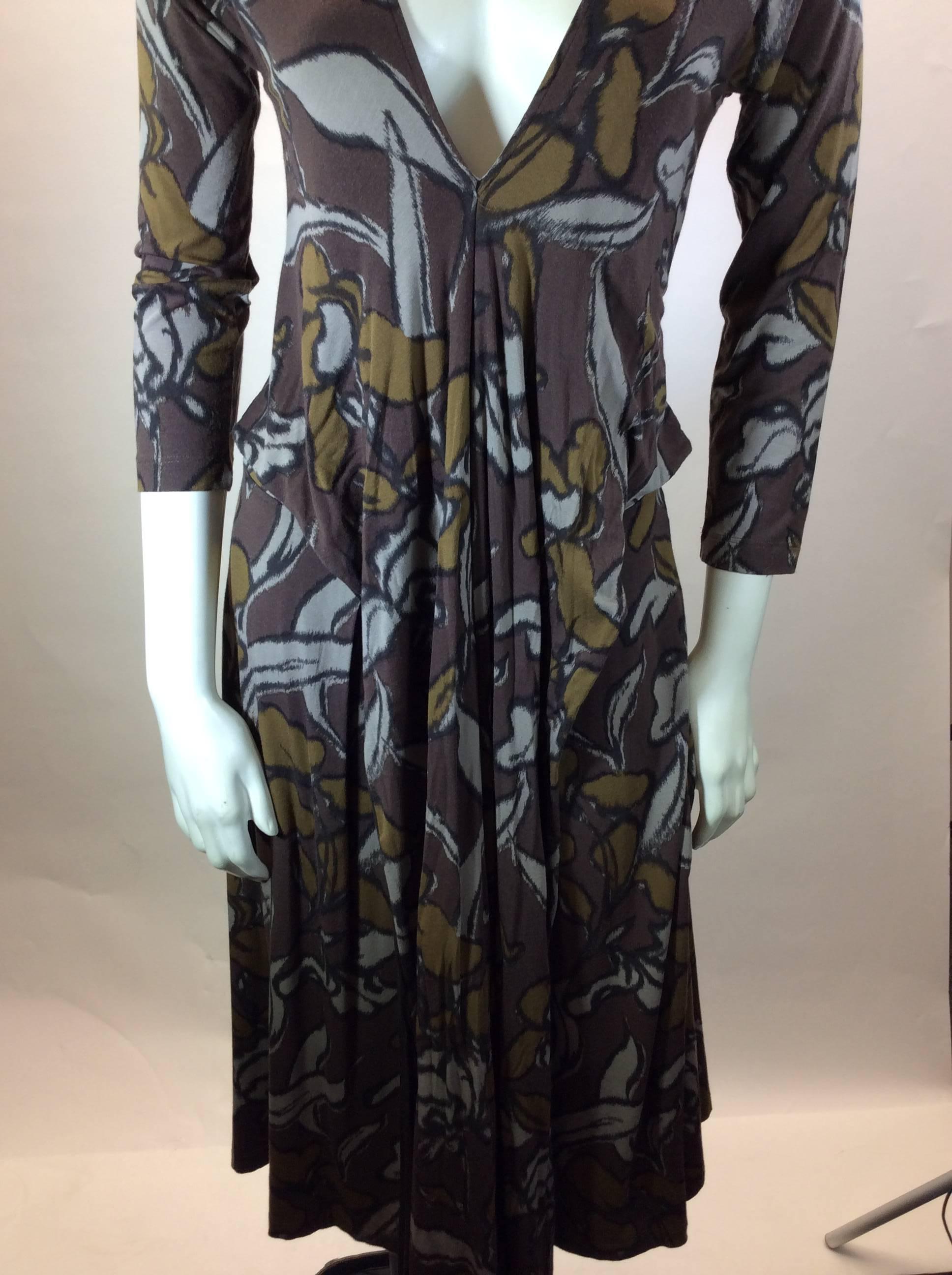 Women's Etro Brown Print Wrap Dress For Sale